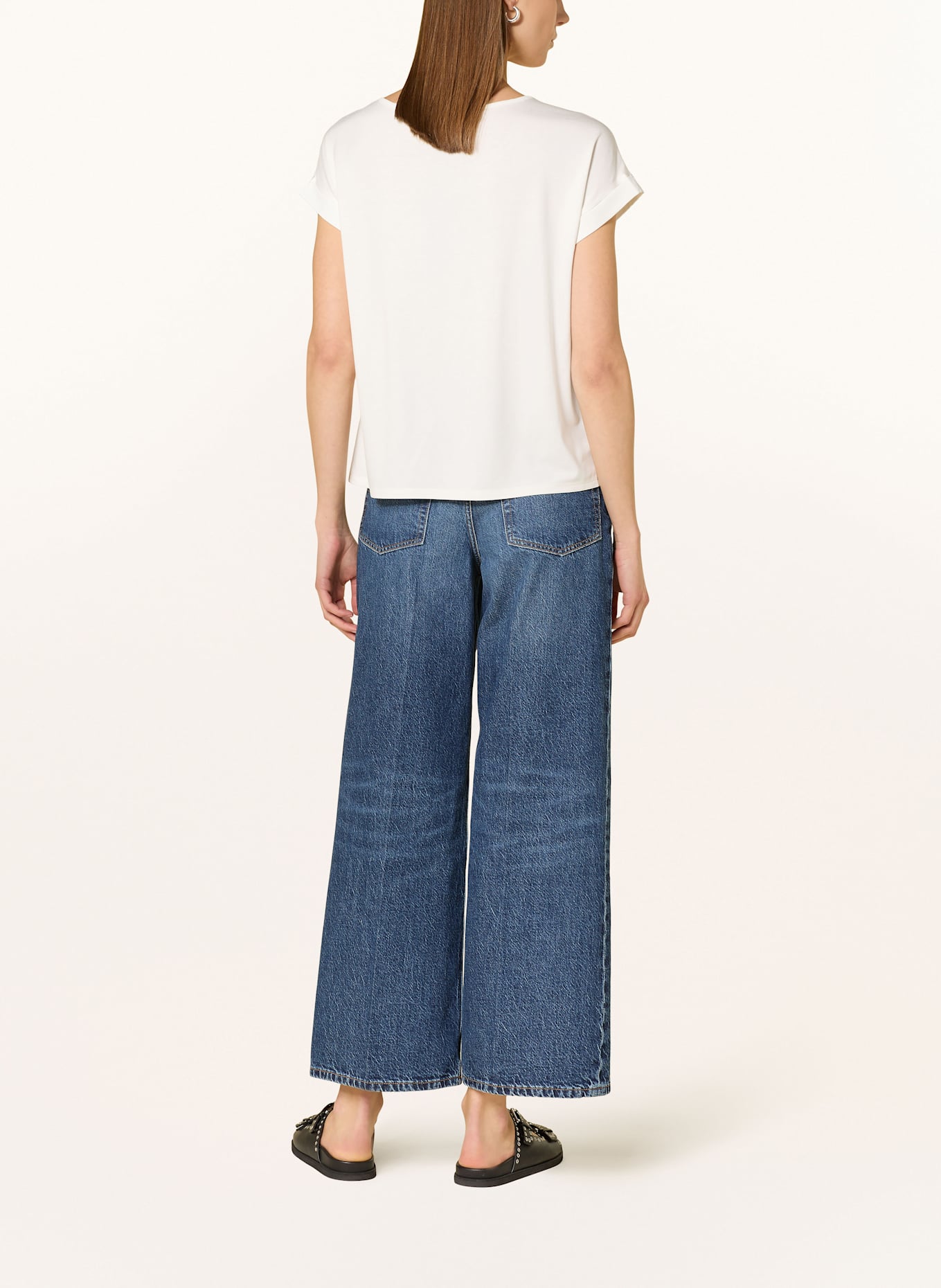 monari Blusenshirt mit Materialmix: WEISS