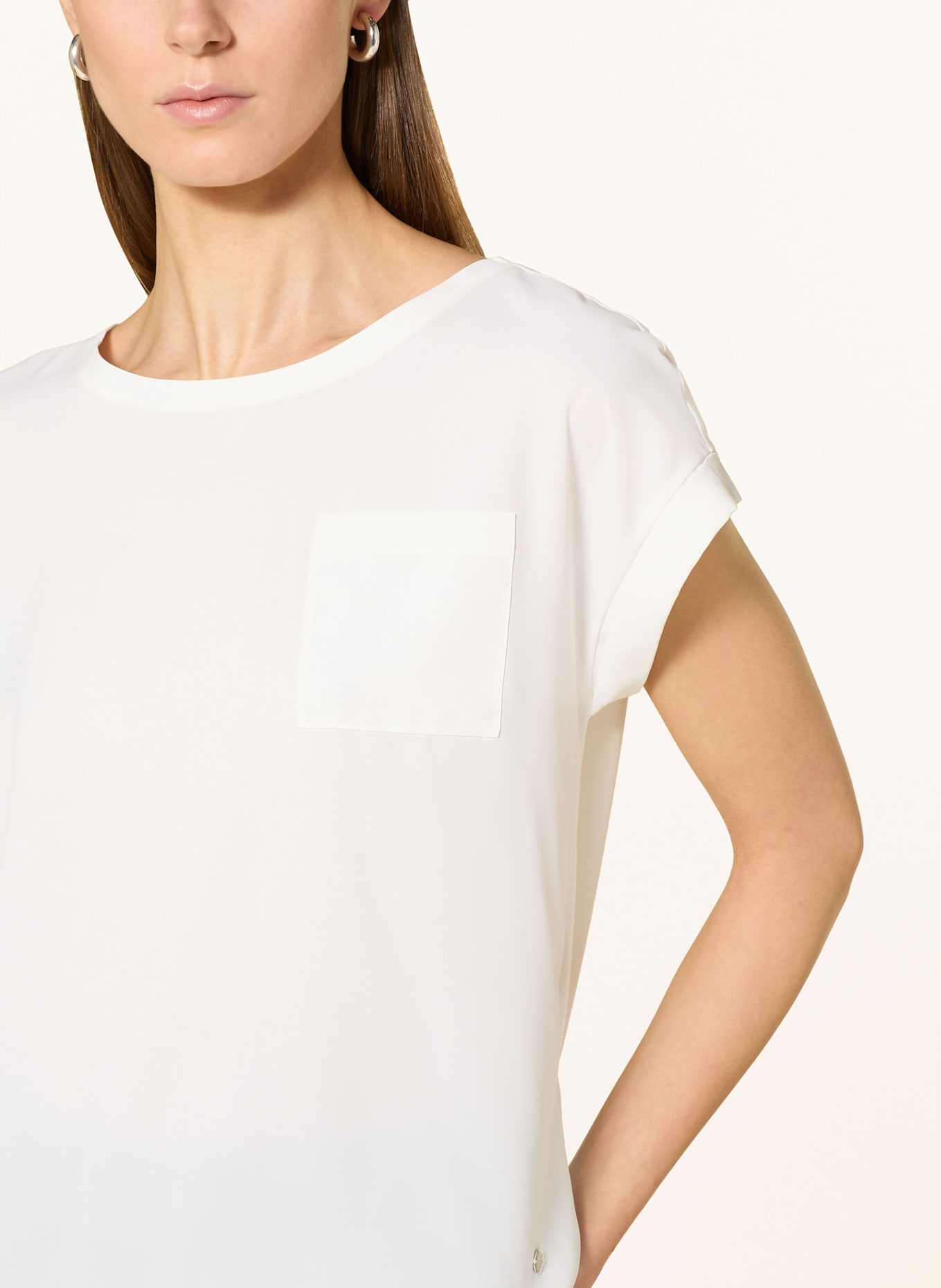 monari Blusenshirt mit Materialmix: WEISS