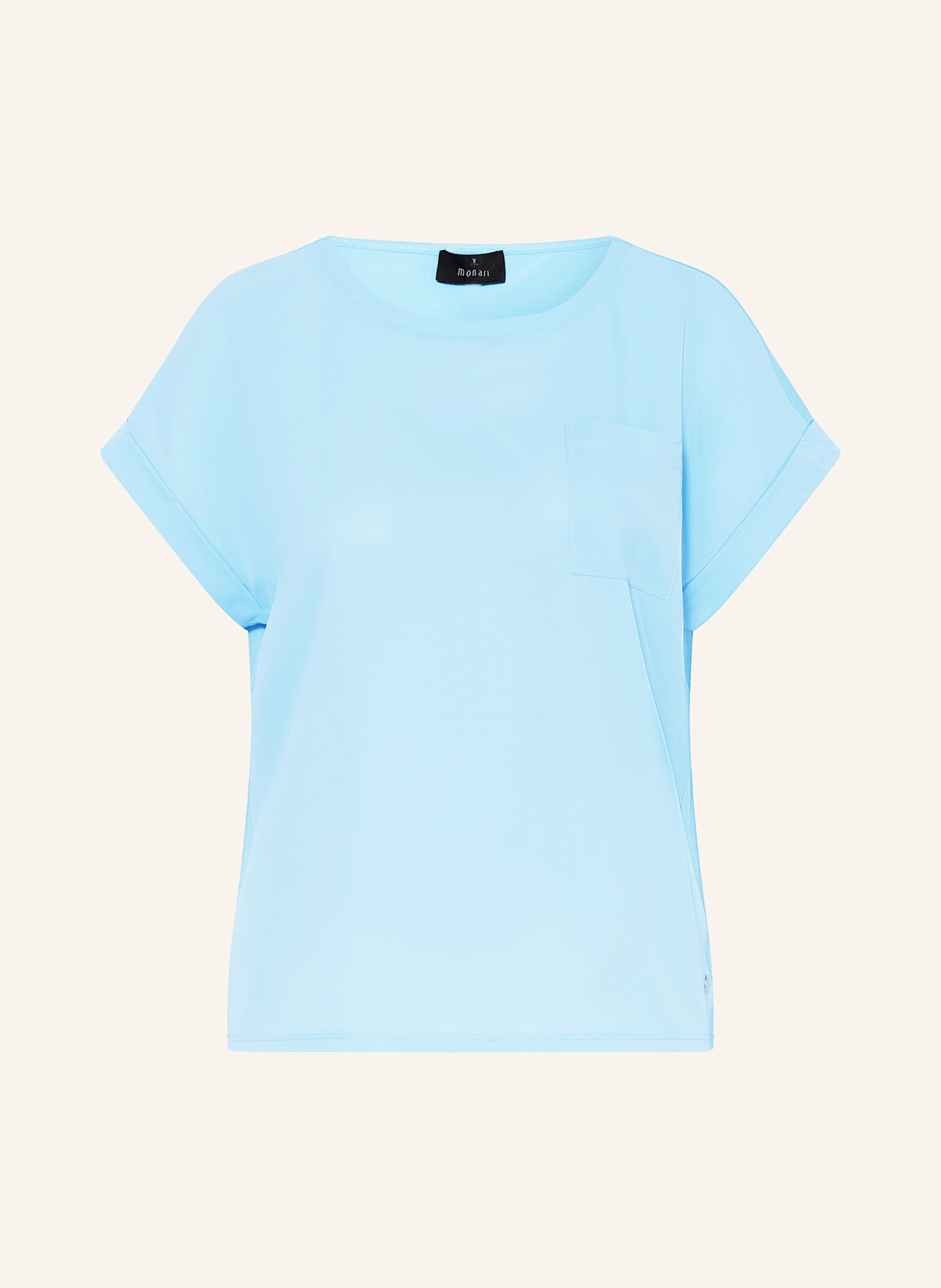 monari Blusenshirt mit Materialmix: HELLBLAU