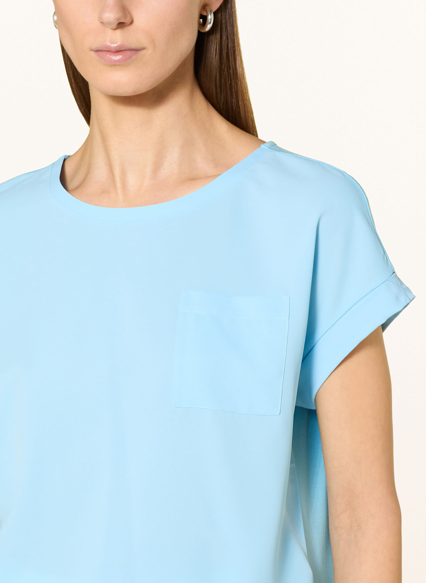 monari Blusenshirt mit Materialmix: HELLBLAU