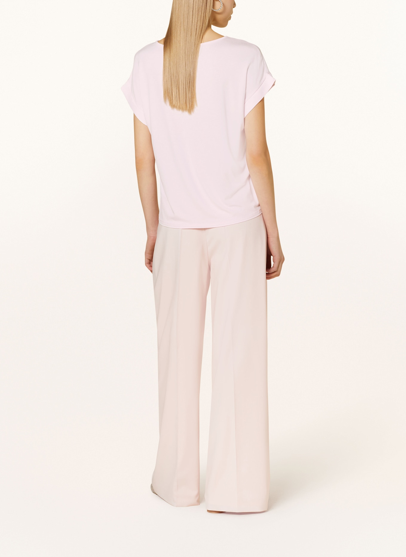 monari Blusenshirt mit Materialmix: HELLROSA