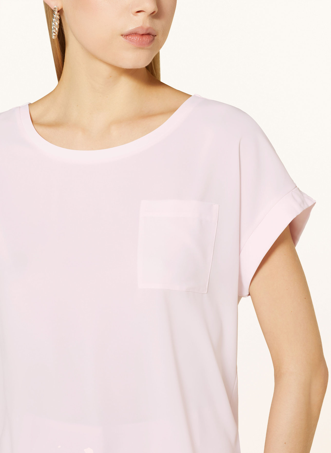 monari Blusenshirt mit Materialmix: HELLROSA