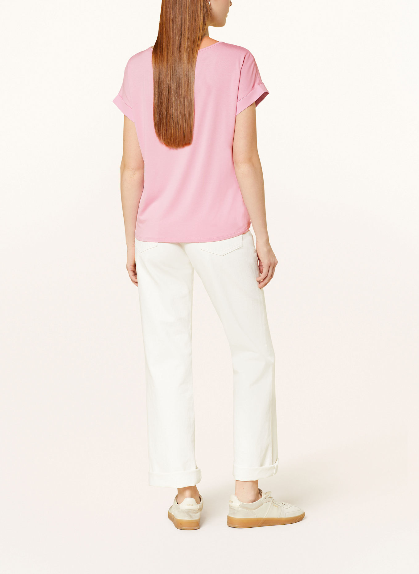 monari Blusenshirt mit Materialmix: ROSA