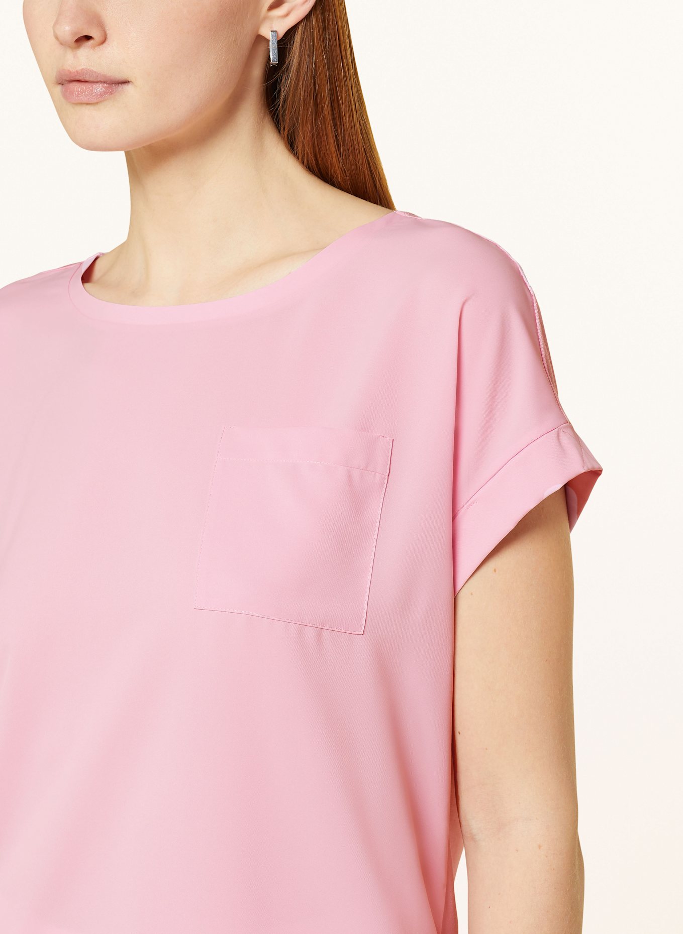 monari Blusenshirt mit Materialmix: ROSA
