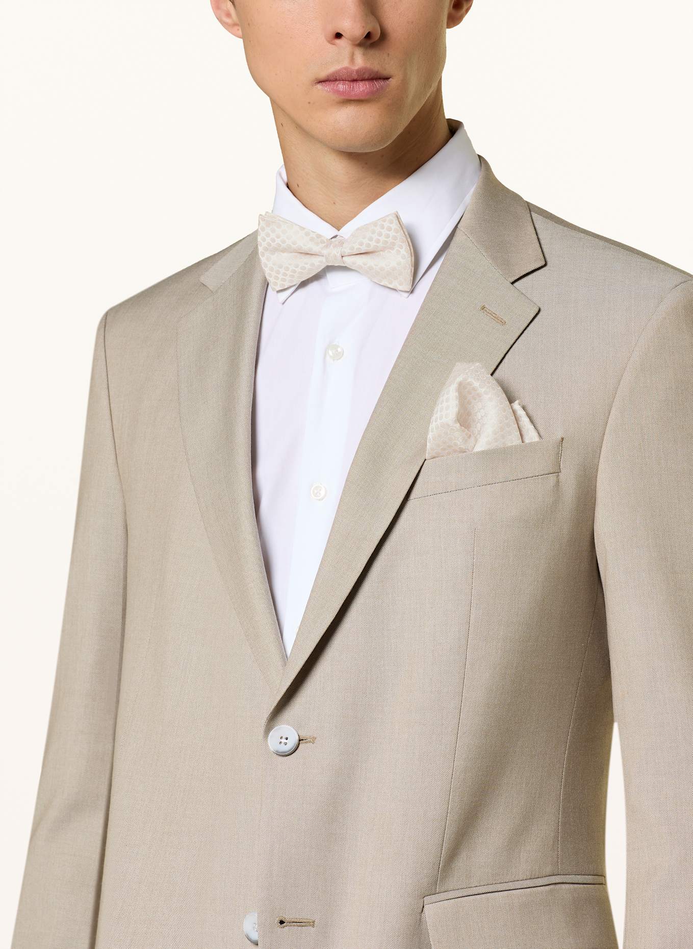 OLYMP Set: Fliege und Einstecktuch: CREME / BEIGE