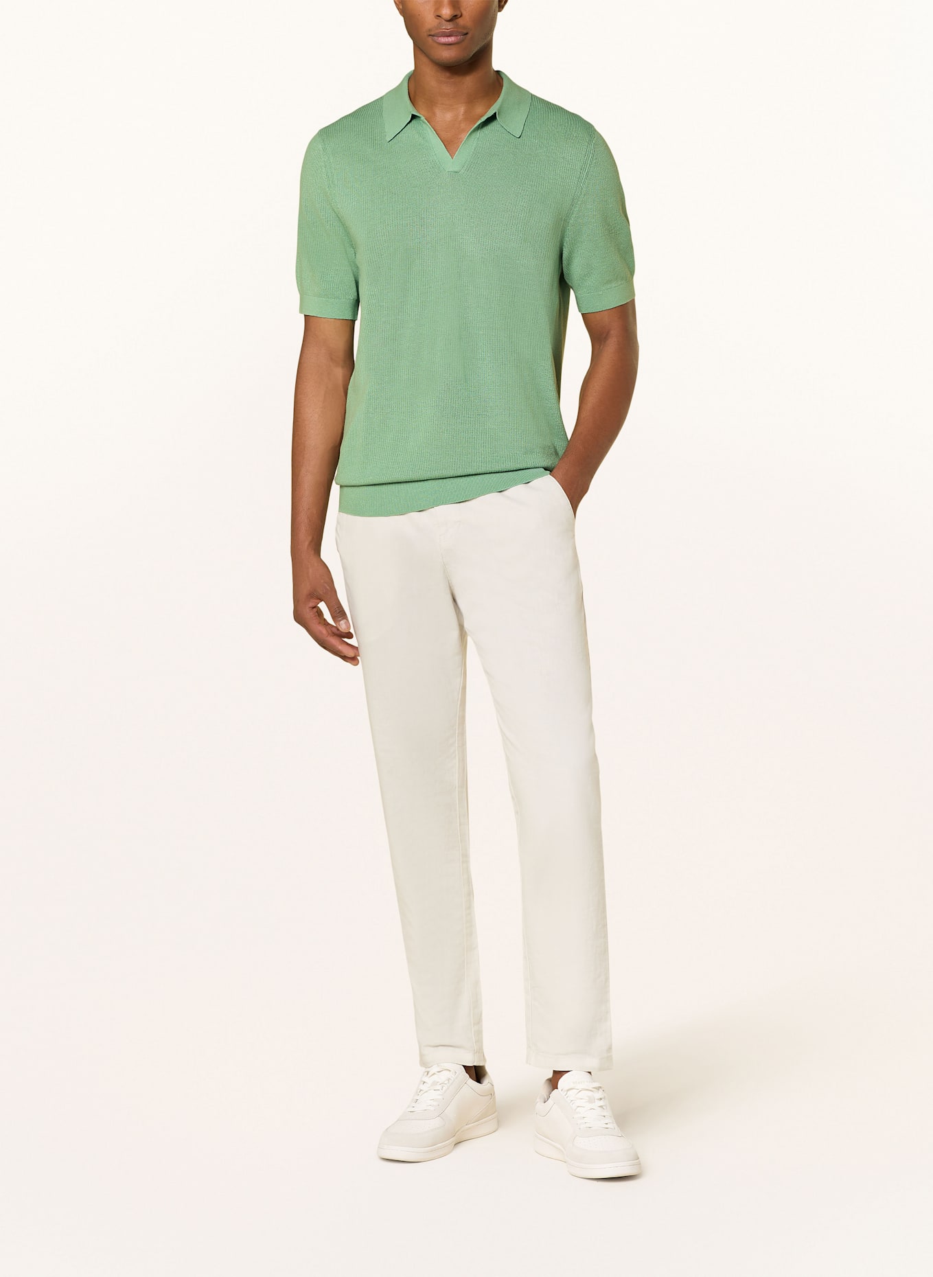 OLYMP Strick-Poloshirt Casual comfort fit: HELLGRÜN