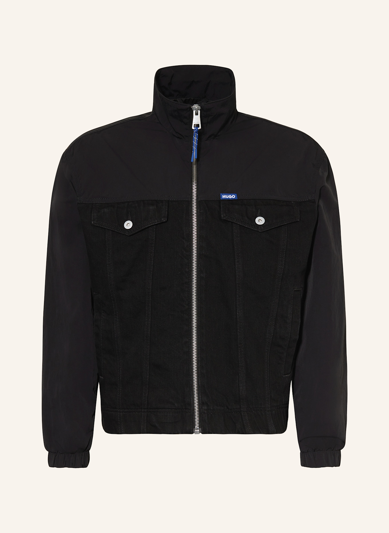 HUGO Jacke BORO im Materialmix: SCHWARZ