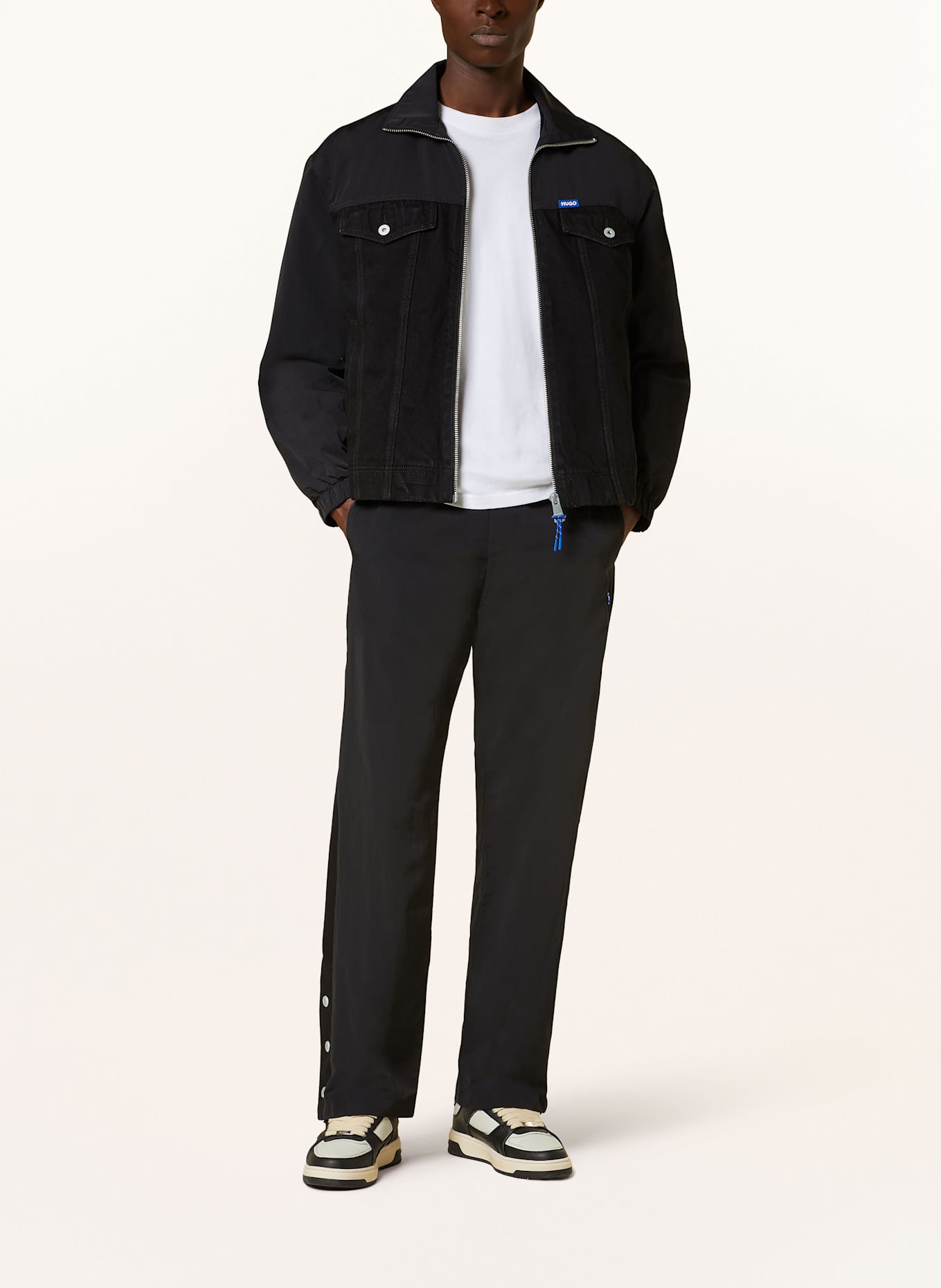 HUGO Jacke BORO im Materialmix: SCHWARZ