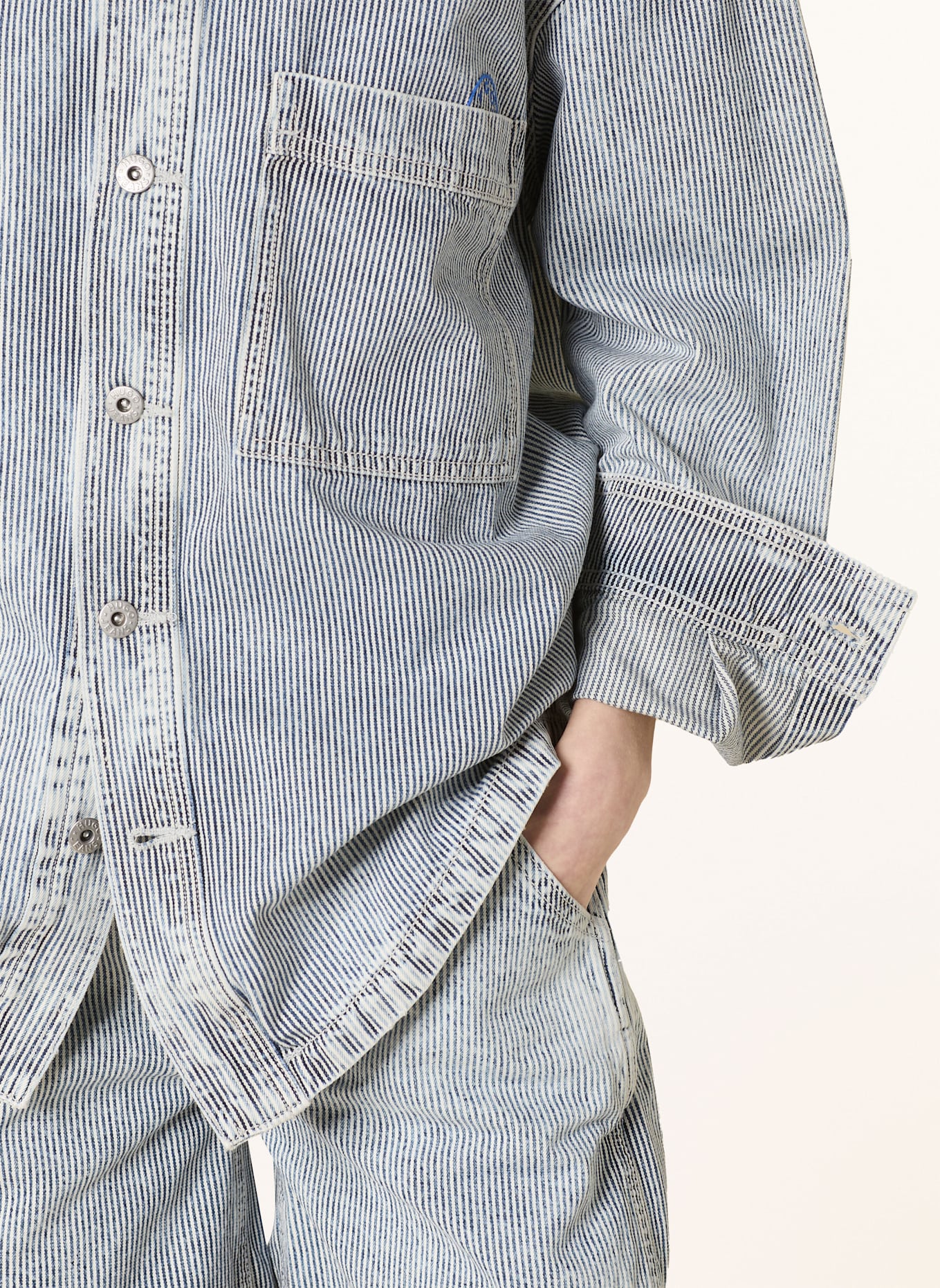 HUGO Jeans-Overshirt GARESA: DUNKELBLAU / WEISS