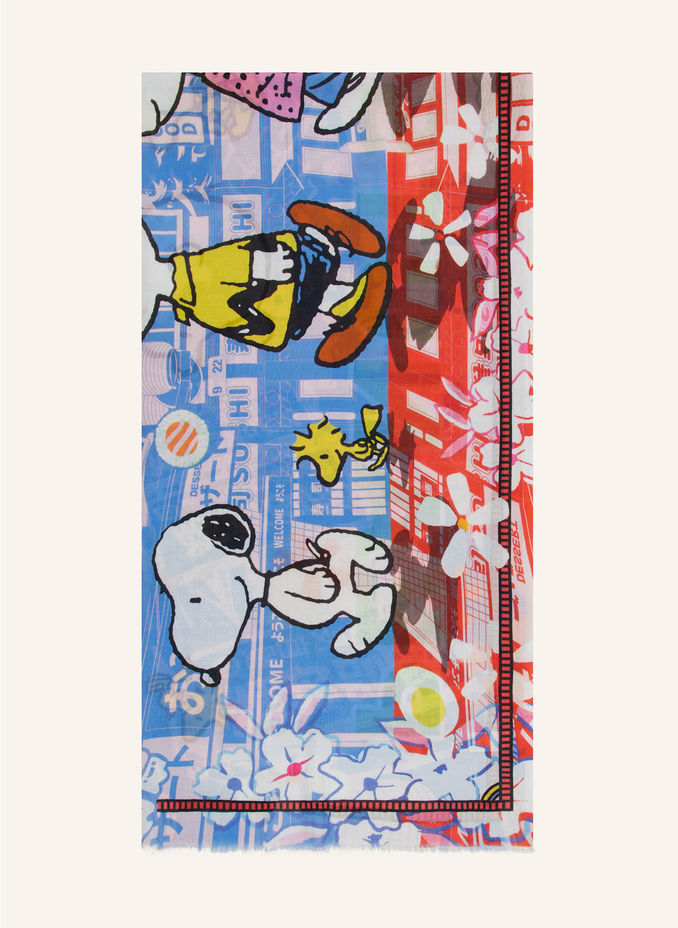 CODELLO Schal: HELLBLAU / SCHWARZ / ROT