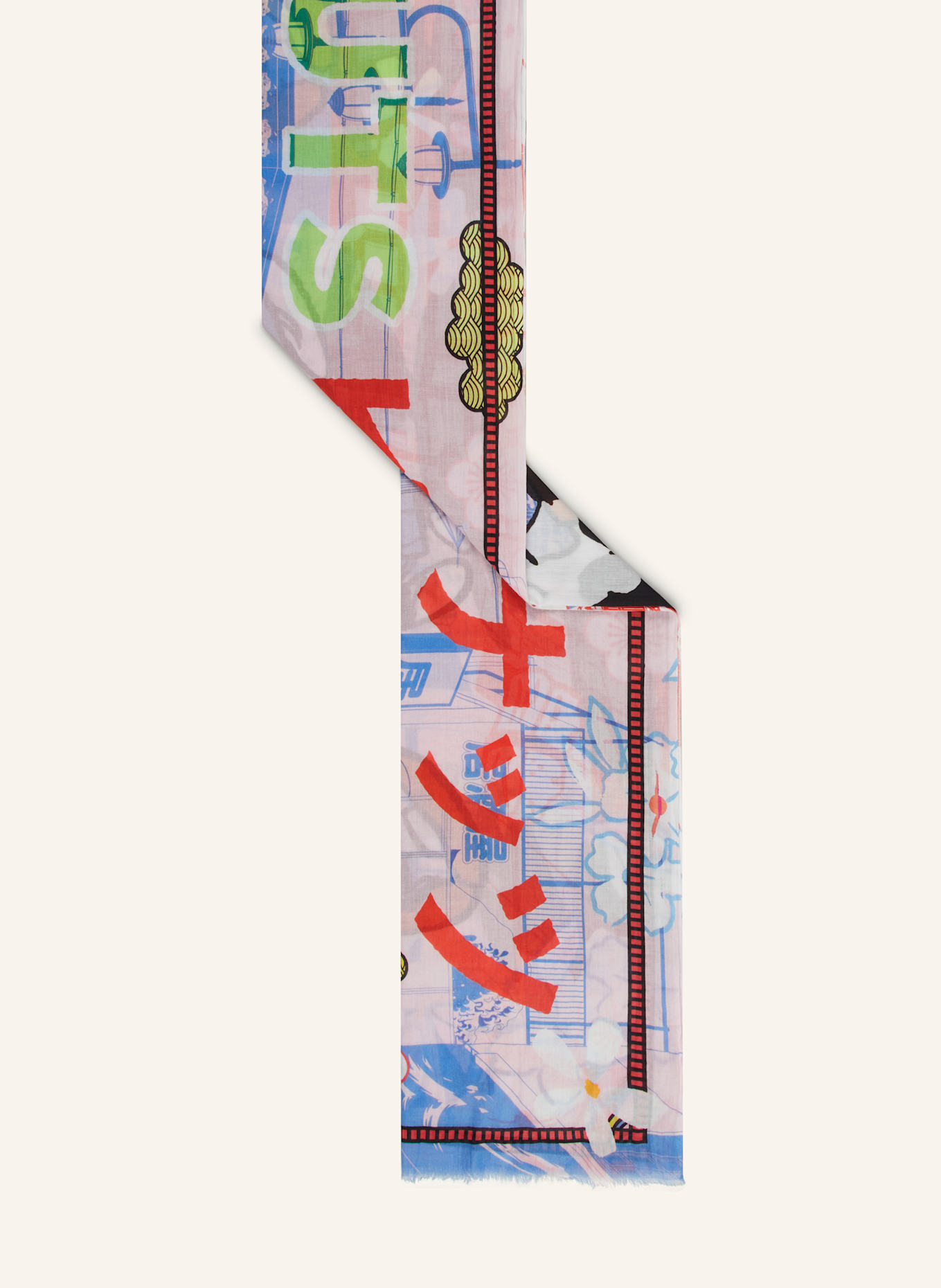 CODELLO Schal: HELLBLAU / SCHWARZ / ROT