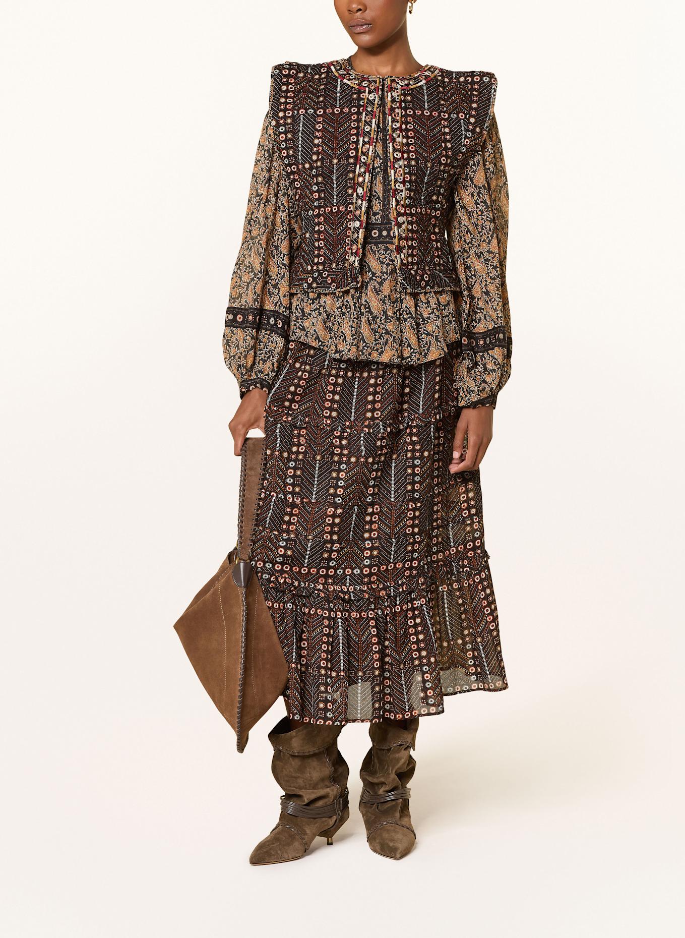 MARANT ÉTOILE Steppweste CERZA mit Nieten und Schmucksteinen: SCHWARZ / DUNKELORANGE / DUNKELROT