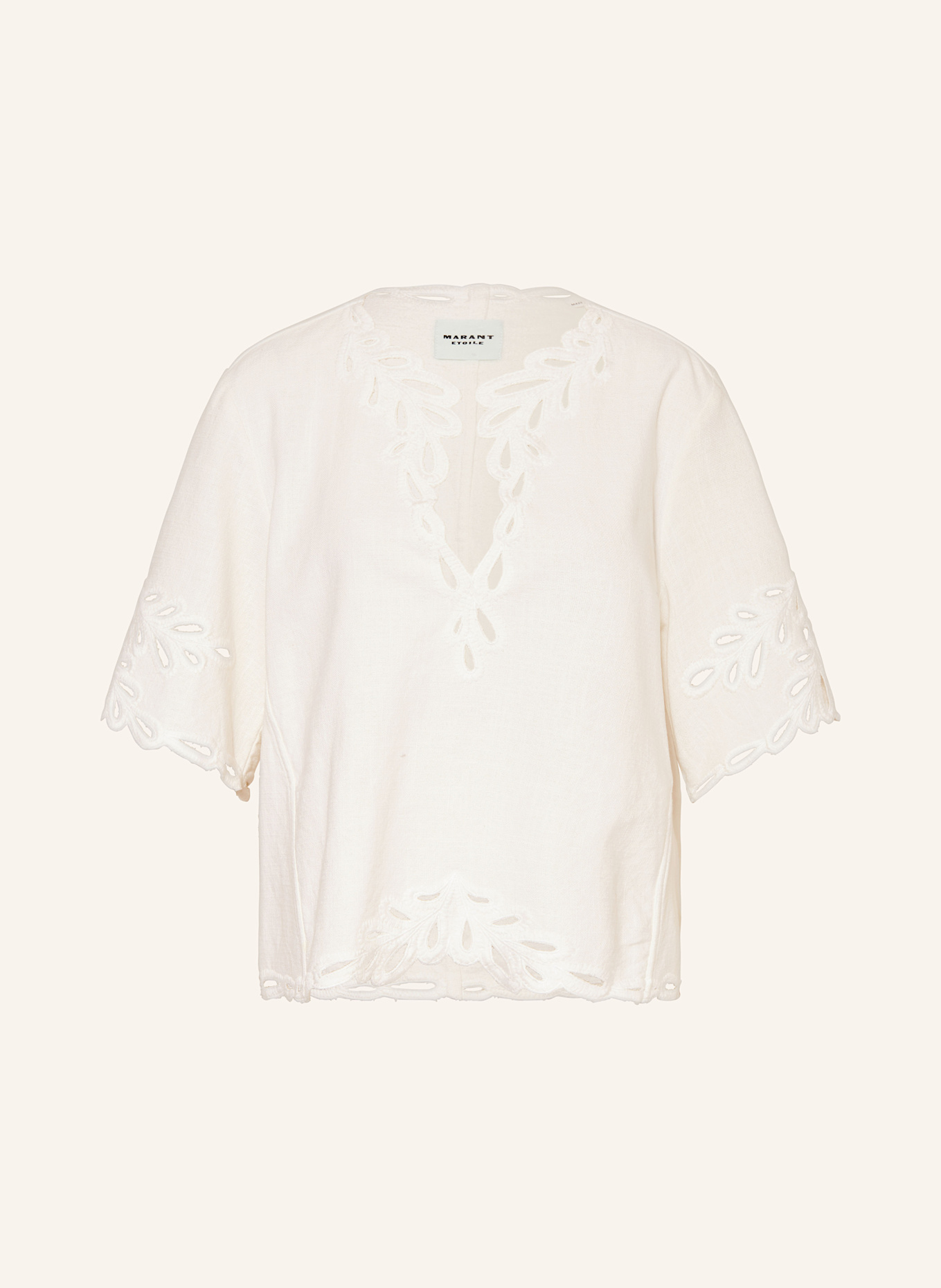 MARANT ÉTOILE Blusenshirt SHANA mit Lochspitze und 3/4-Arm: ECRU
