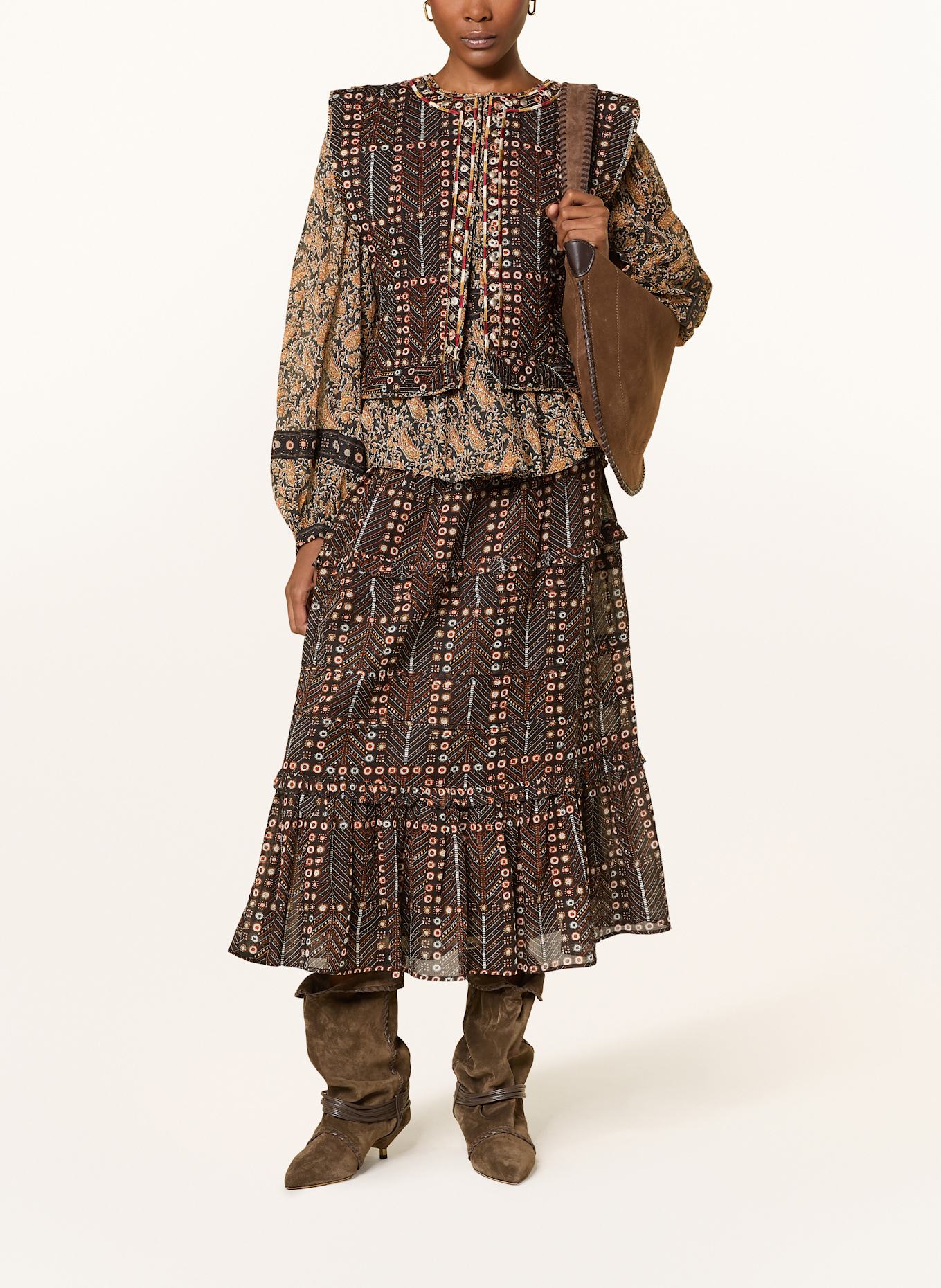 MARANT ÉTOILE Rock DIYA mit Rüschen: SCHWARZ / WEISS / BRAUN