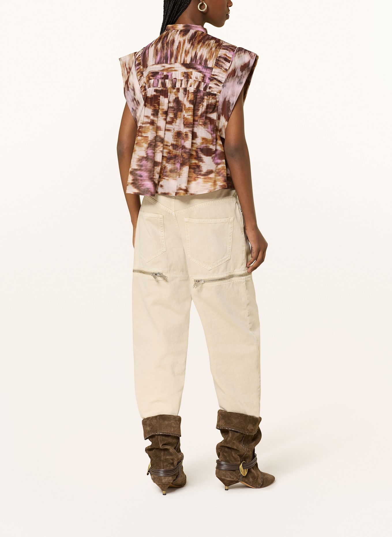 MARANT ÉTOILE Blusentop LEAZA: BRAUN / HELLROSA / FUCHSIA