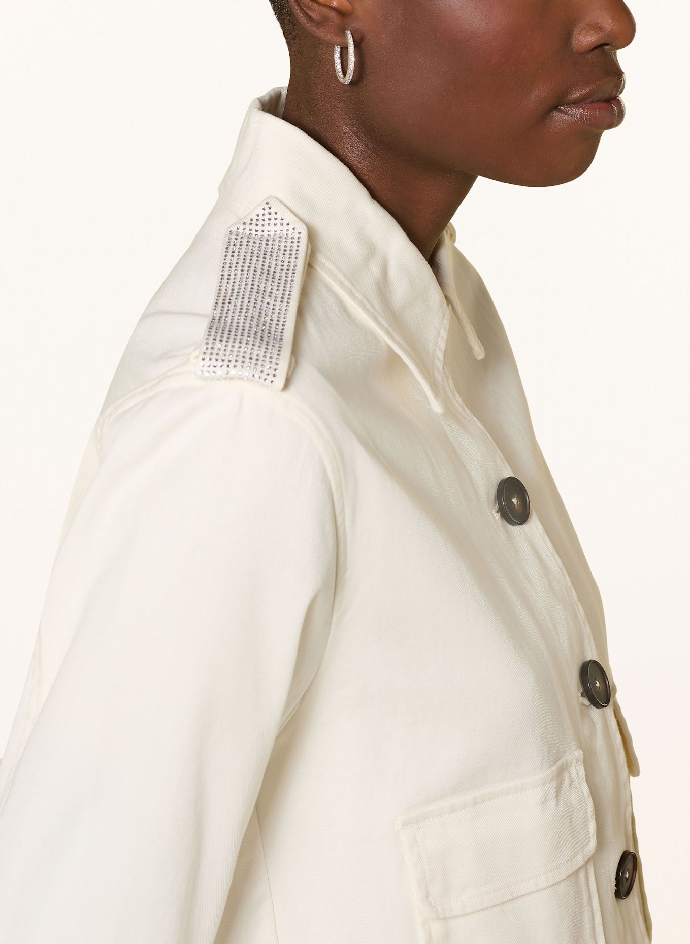 No.1 Como Kastenjacke mit Schmucksteinen: ECRU