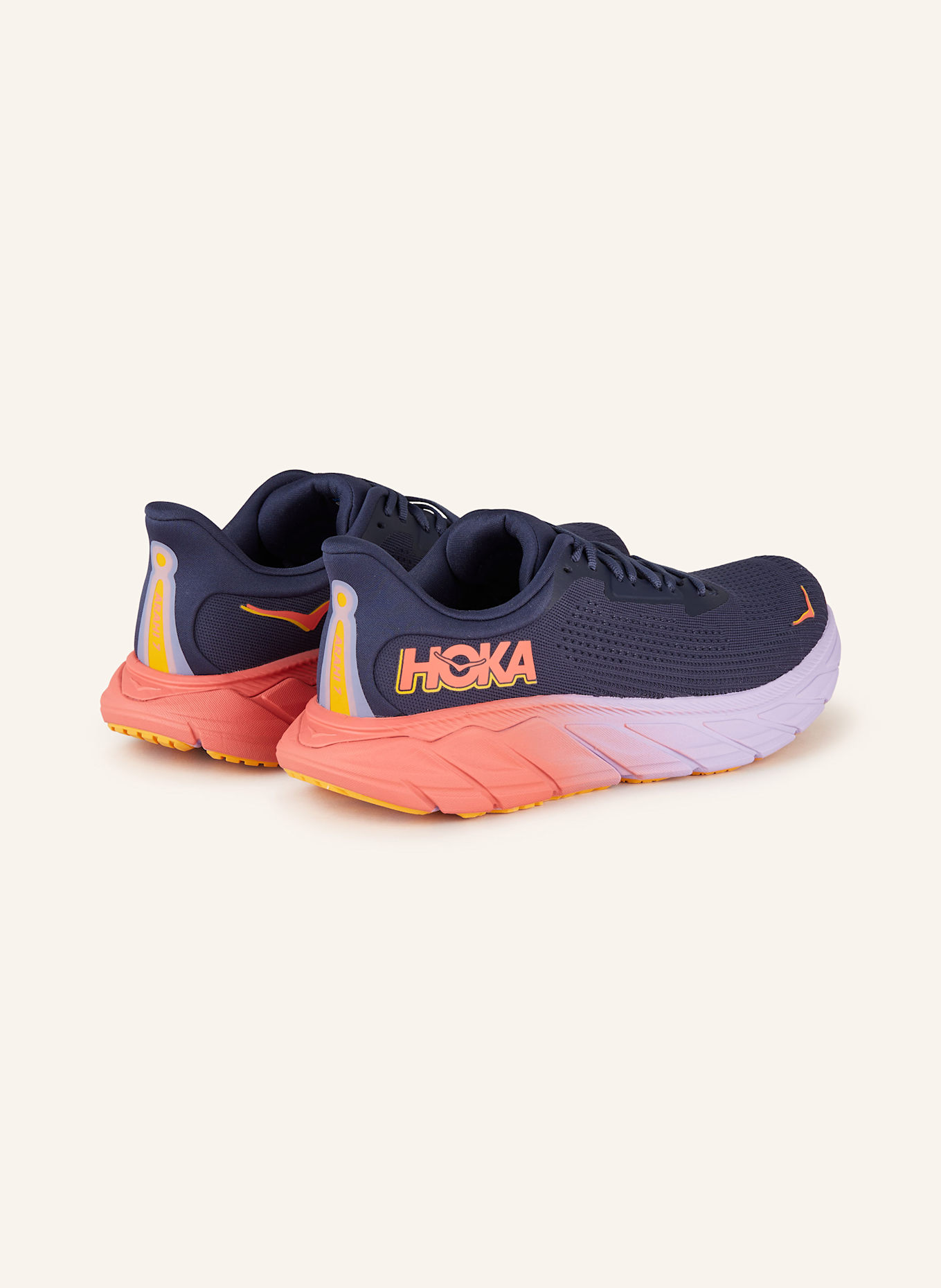 HOKA Laufschuhe ARAHI 7: BLAU / HELLLILA / DUNKELGELB