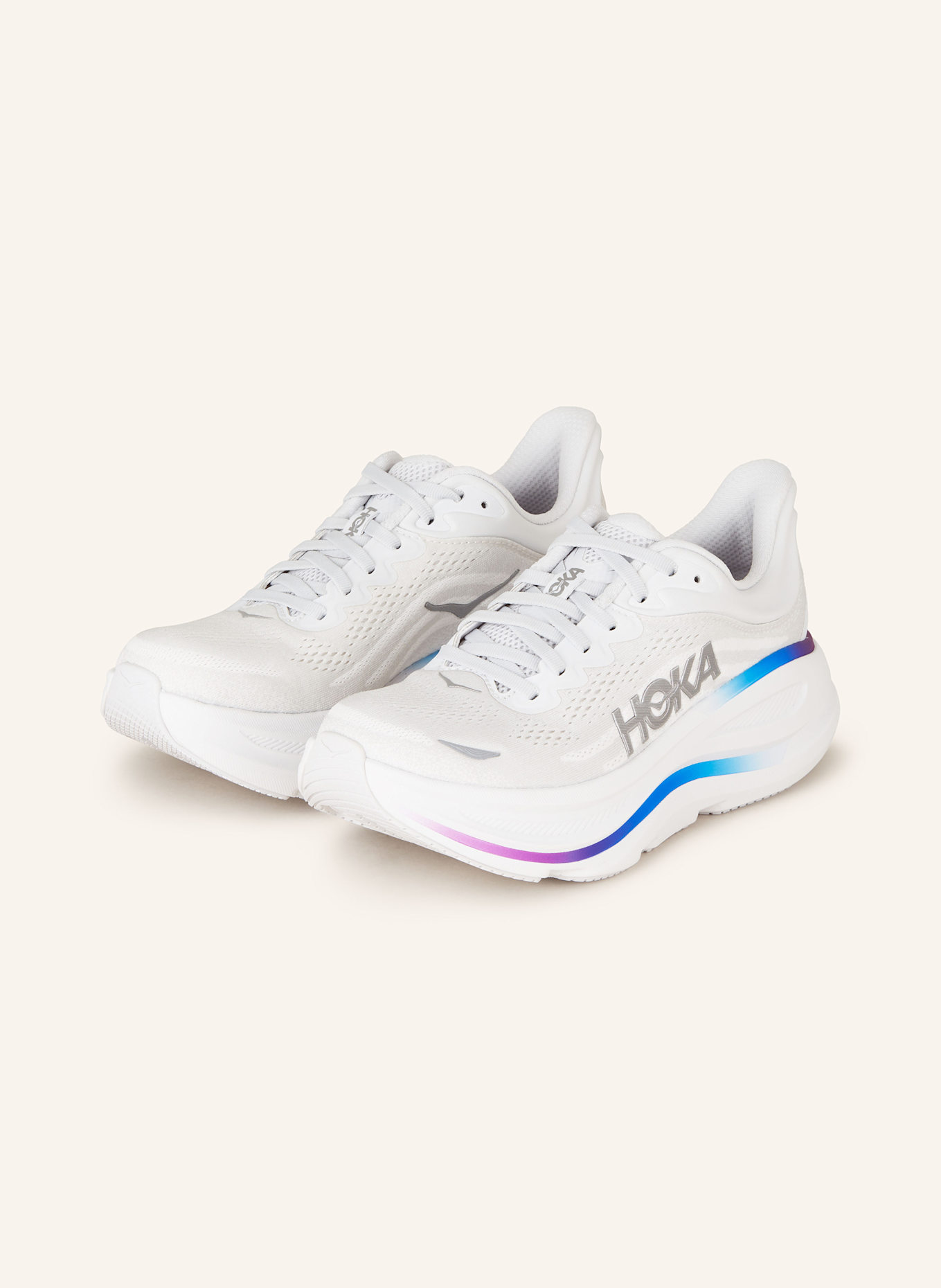 HOKA Laufschuhe BONDI 9: WEISS / BLAU / LILA