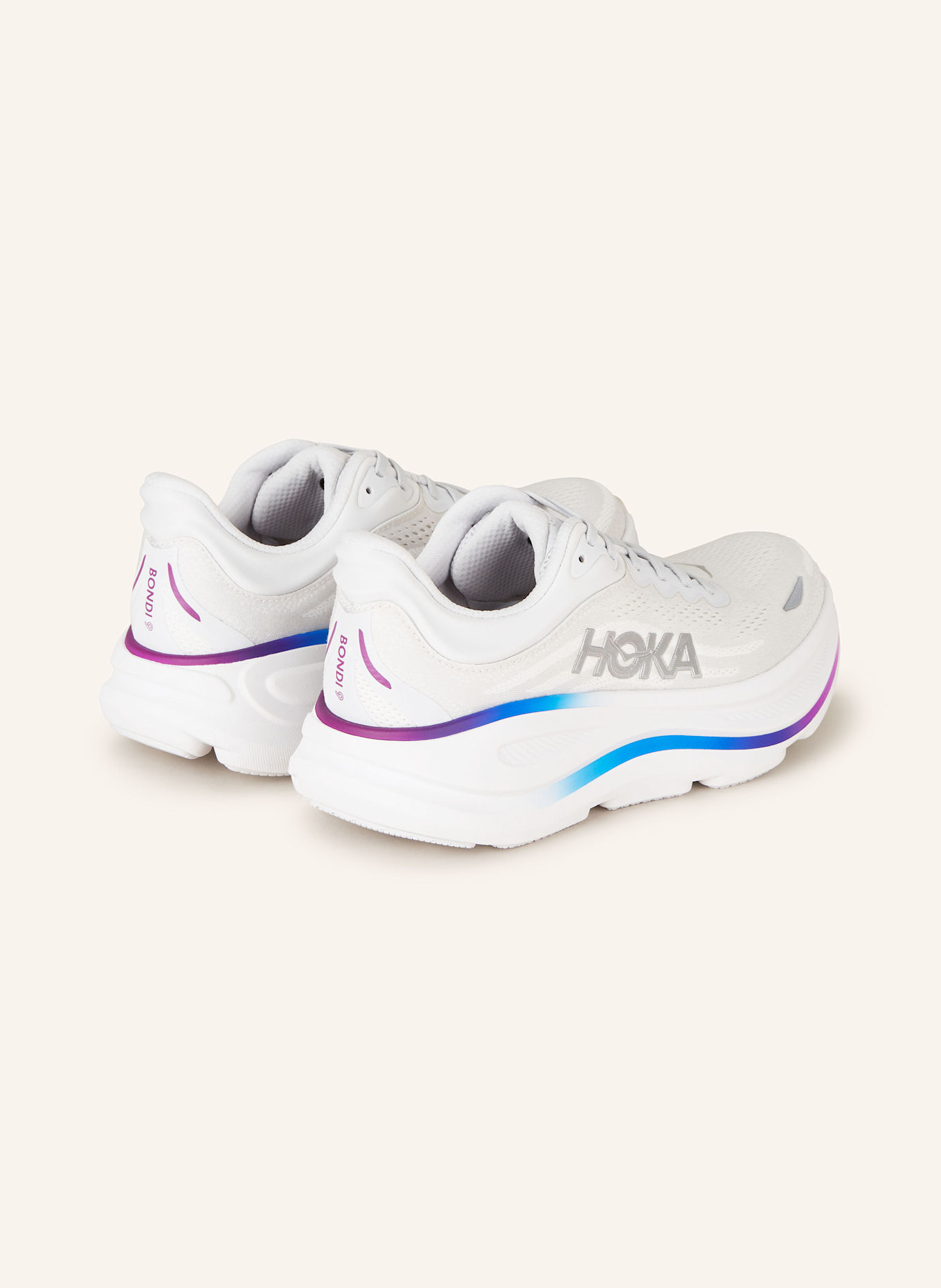 HOKA Laufschuhe BONDI 9: WEISS / BLAU / LILA