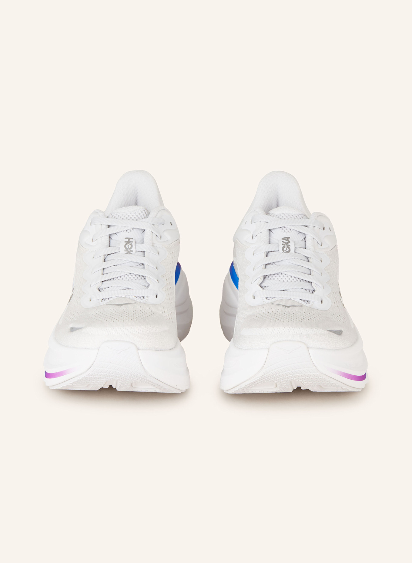 HOKA Laufschuhe BONDI 9: WEISS / BLAU / LILA