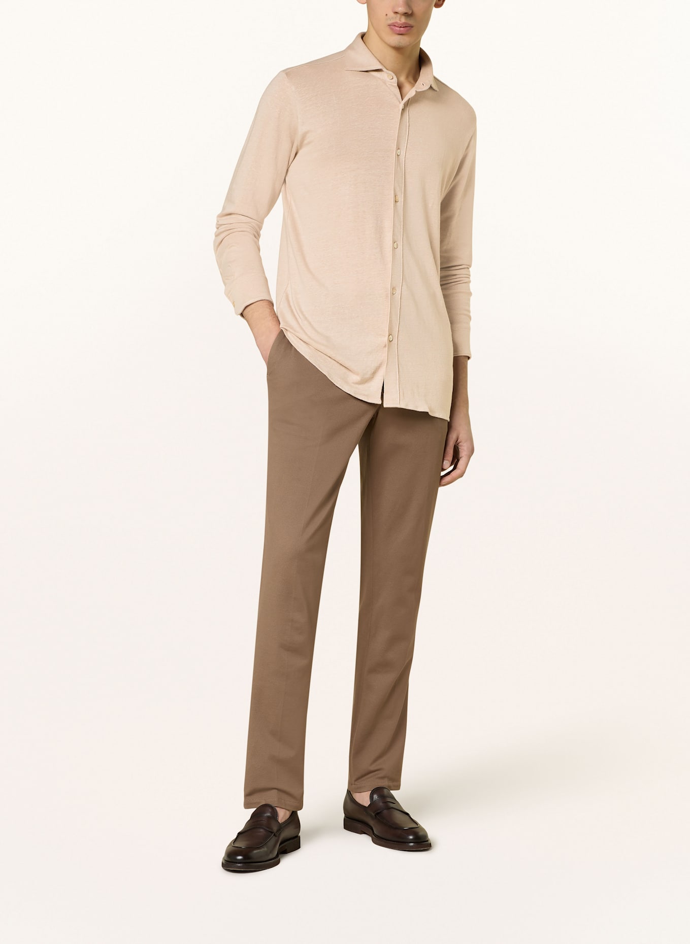 Stefan Brandt Leinenhemd Slim Fit: HELLBRAUN