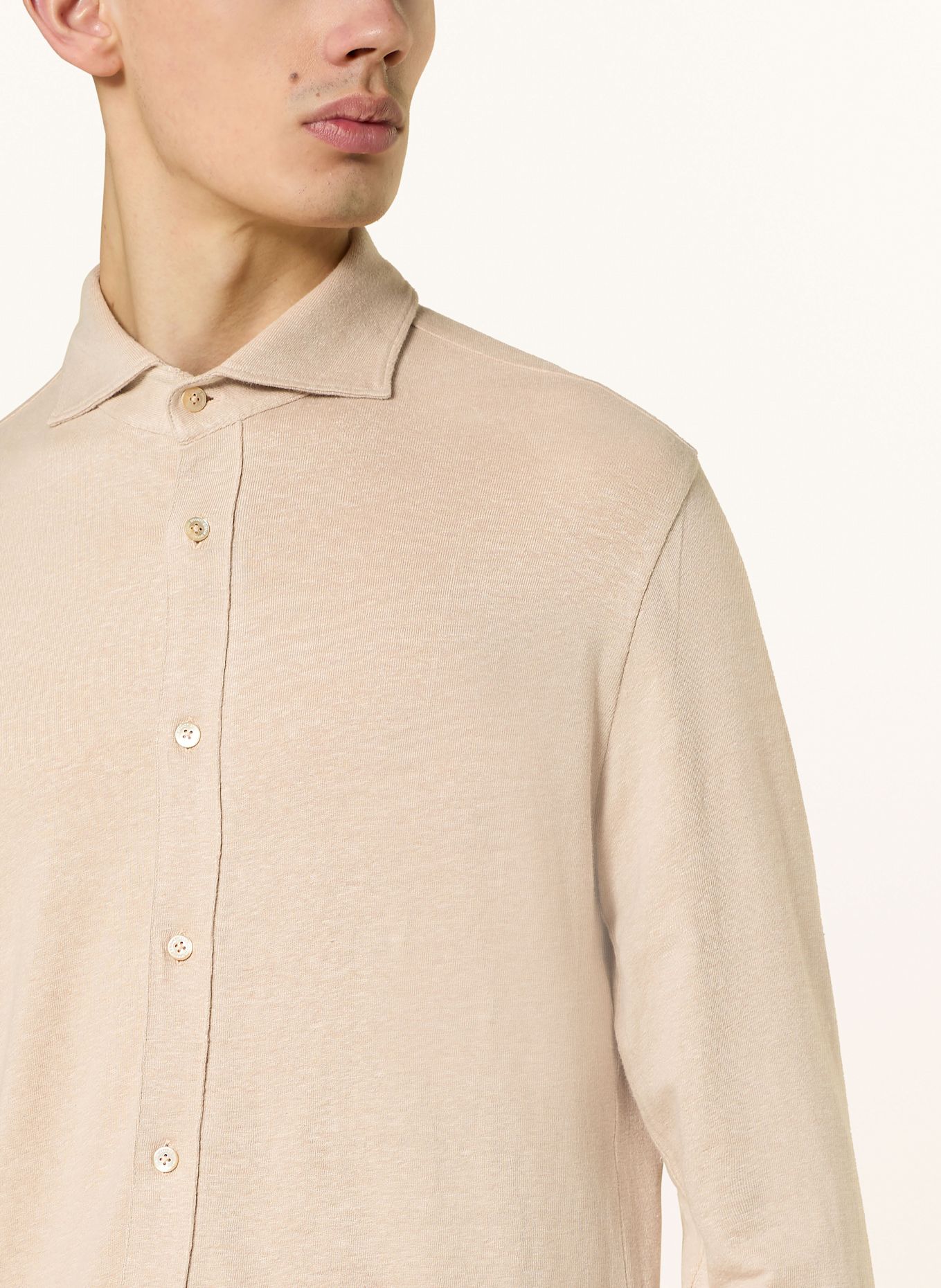 Stefan Brandt Leinenhemd Slim Fit: HELLBRAUN