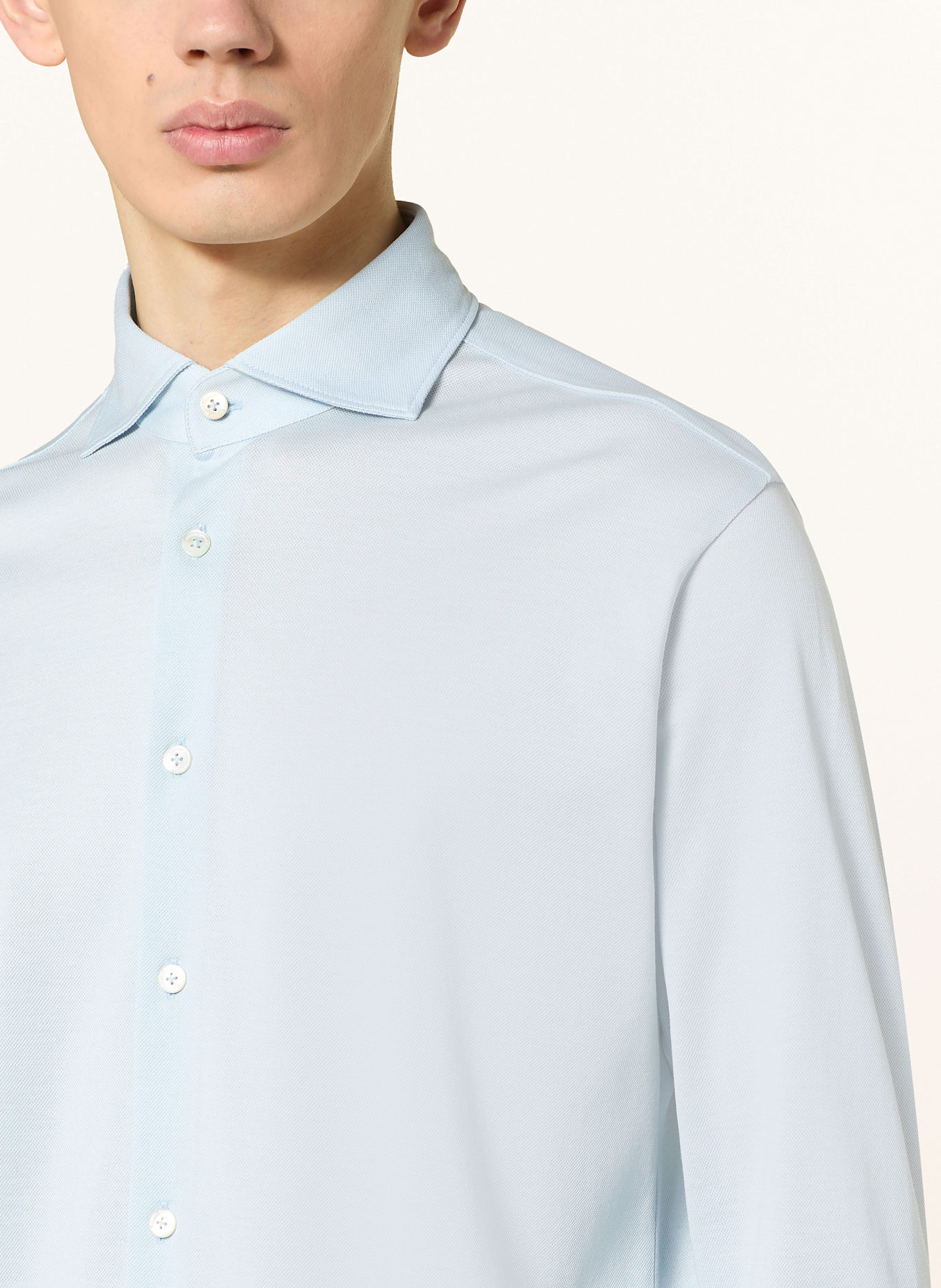 Stefan Brandt Piqué shirt slim fit: LIGHT BLUE