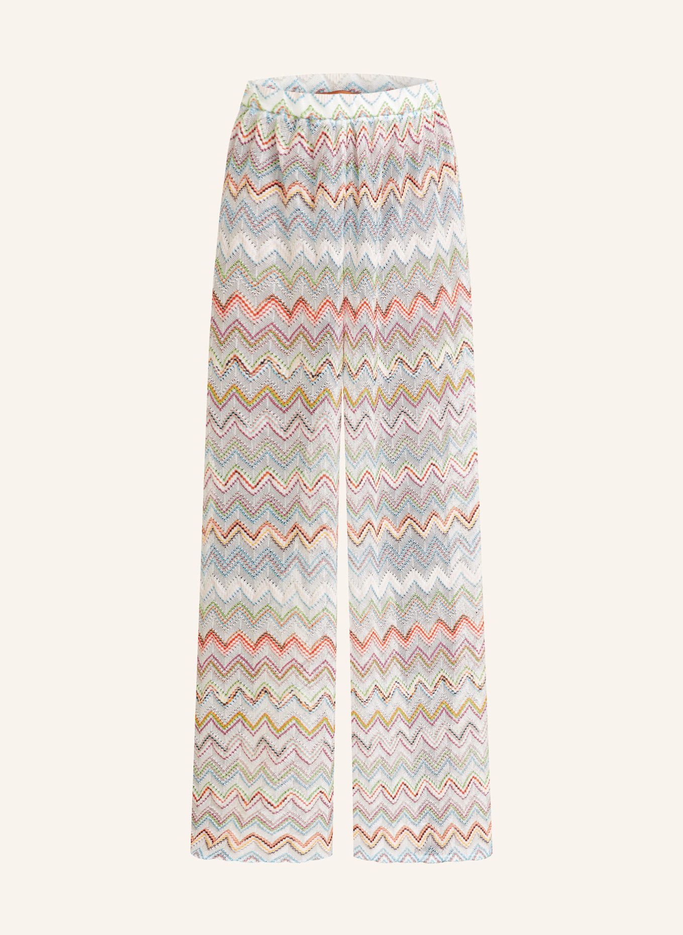 MISSONI pantalon marinière: BLANC / BLEU CLAIR / ORANGE