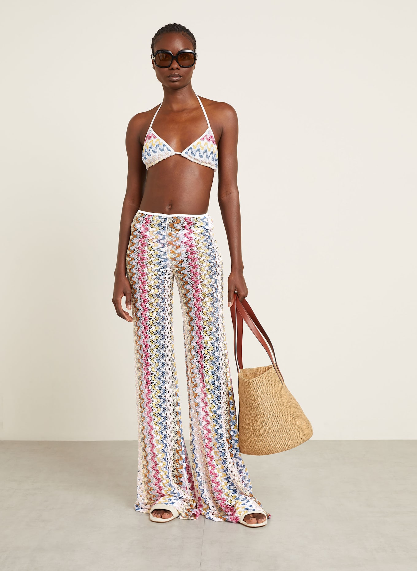 MISSONI Triangel-Bikini mit Glitzergarn: WEISS / GELB / FUCHSIA