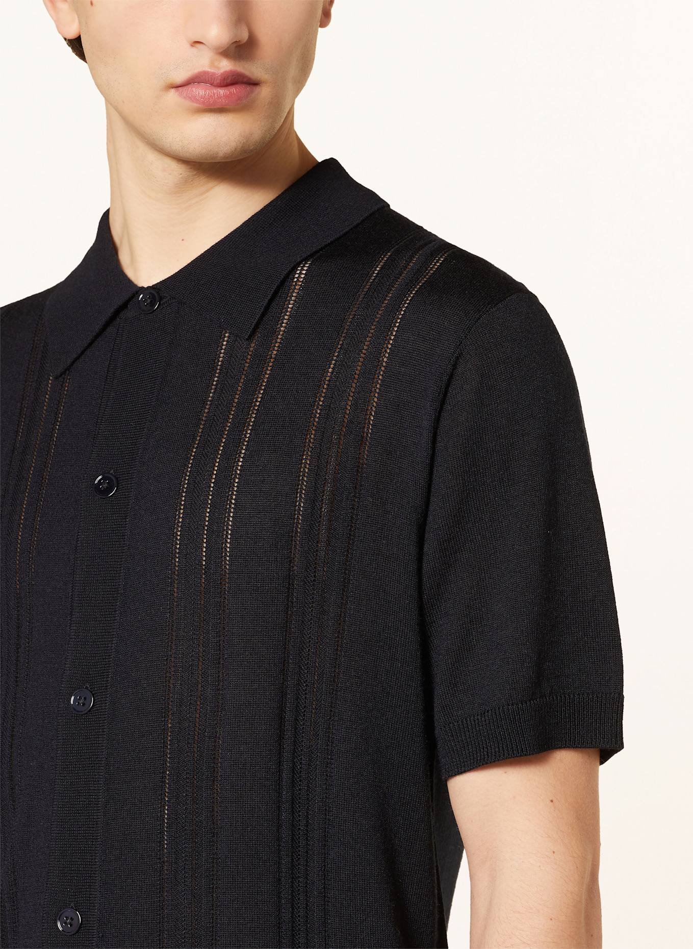 NN.07 Strickhemd THOR Regular Fit: DUNKELBLAU