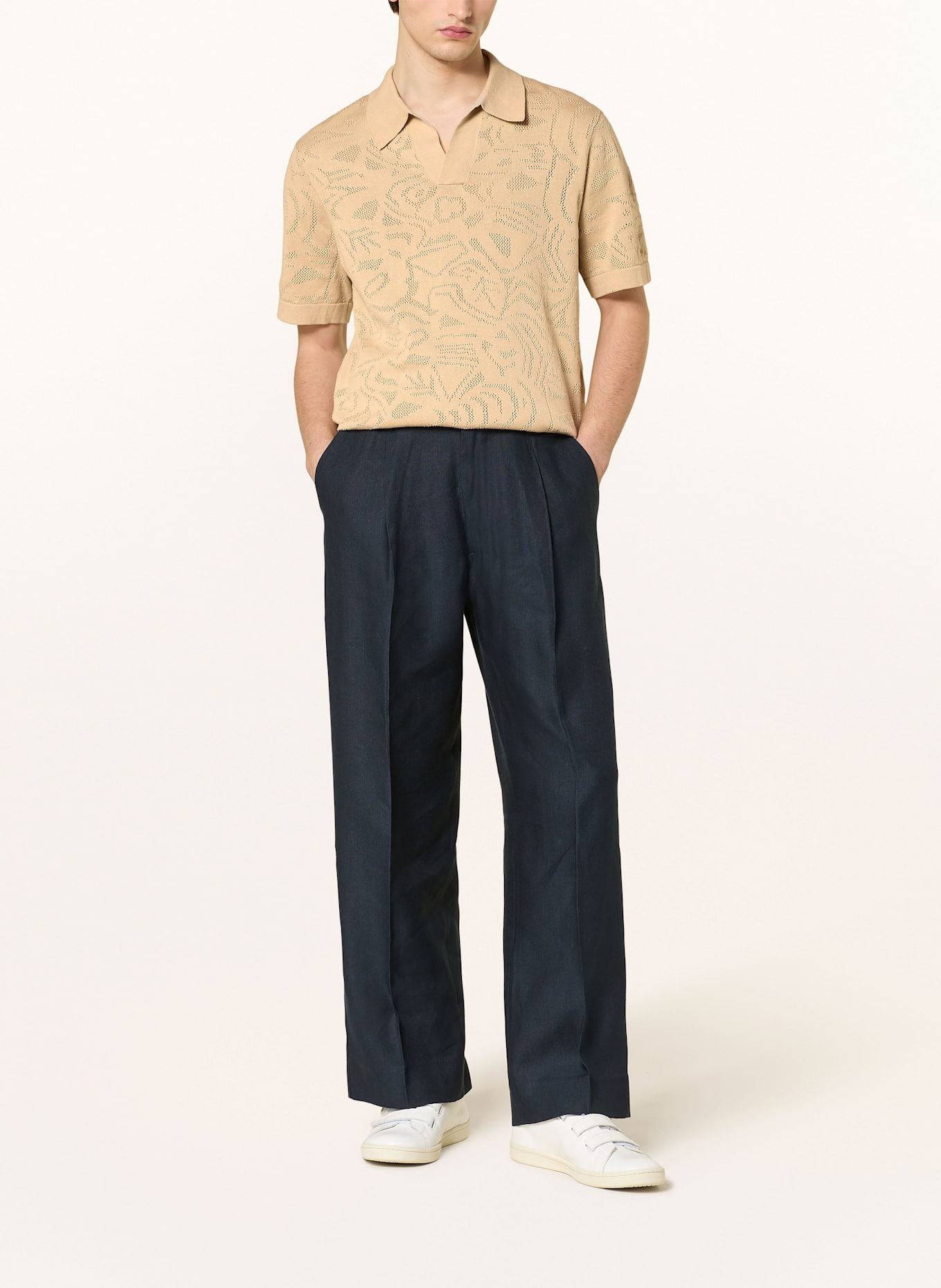 NN.07 Úpletová polokošile RYAN Regular Fit: BÉŽOVÁ