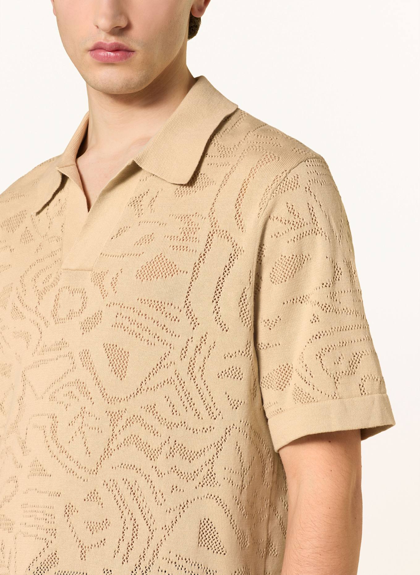 NN.07 Úpletová polokošile RYAN Regular Fit: BÉŽOVÁ