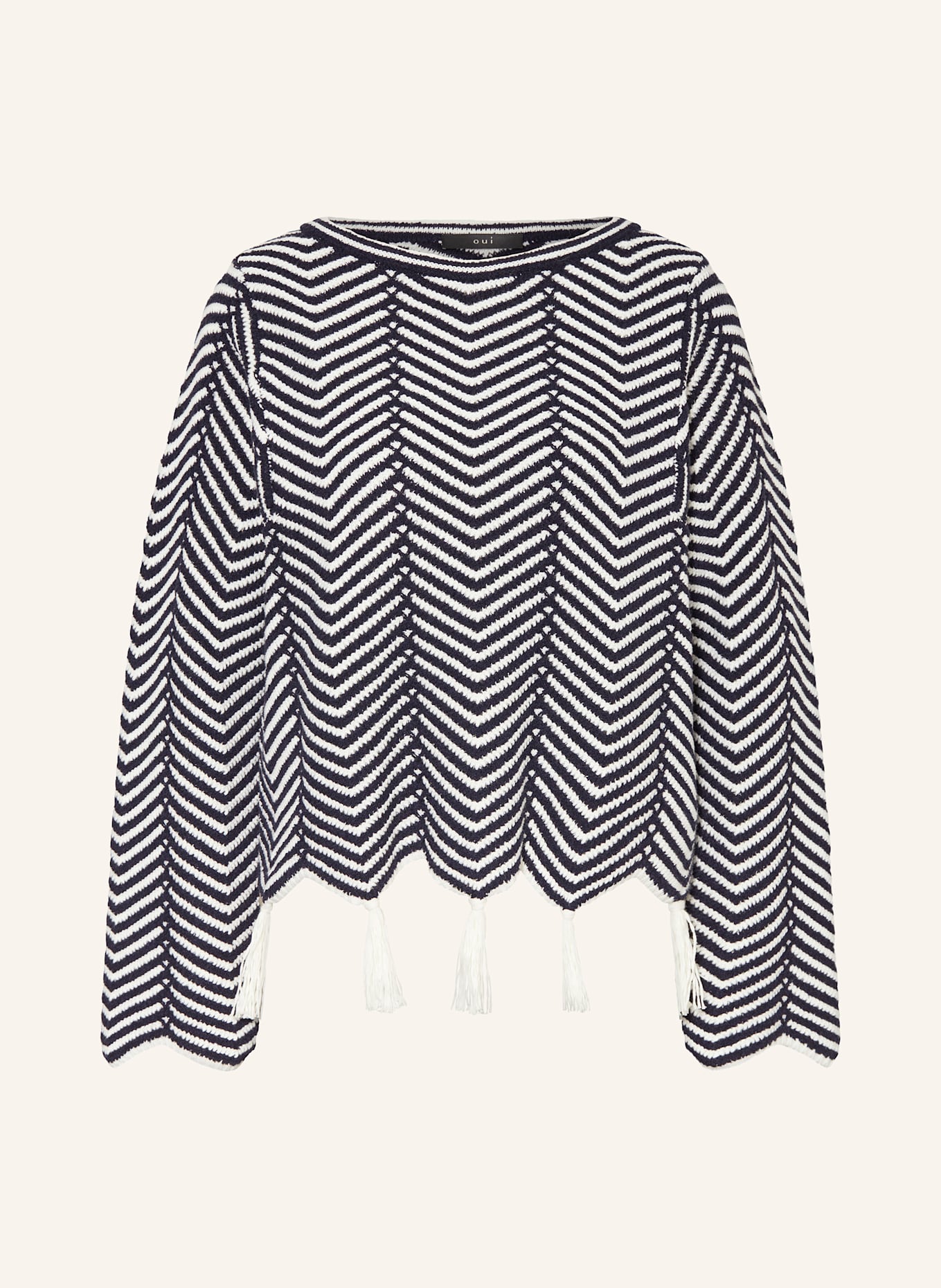 oui Pullover: DUNKELBLAU/ WEISS