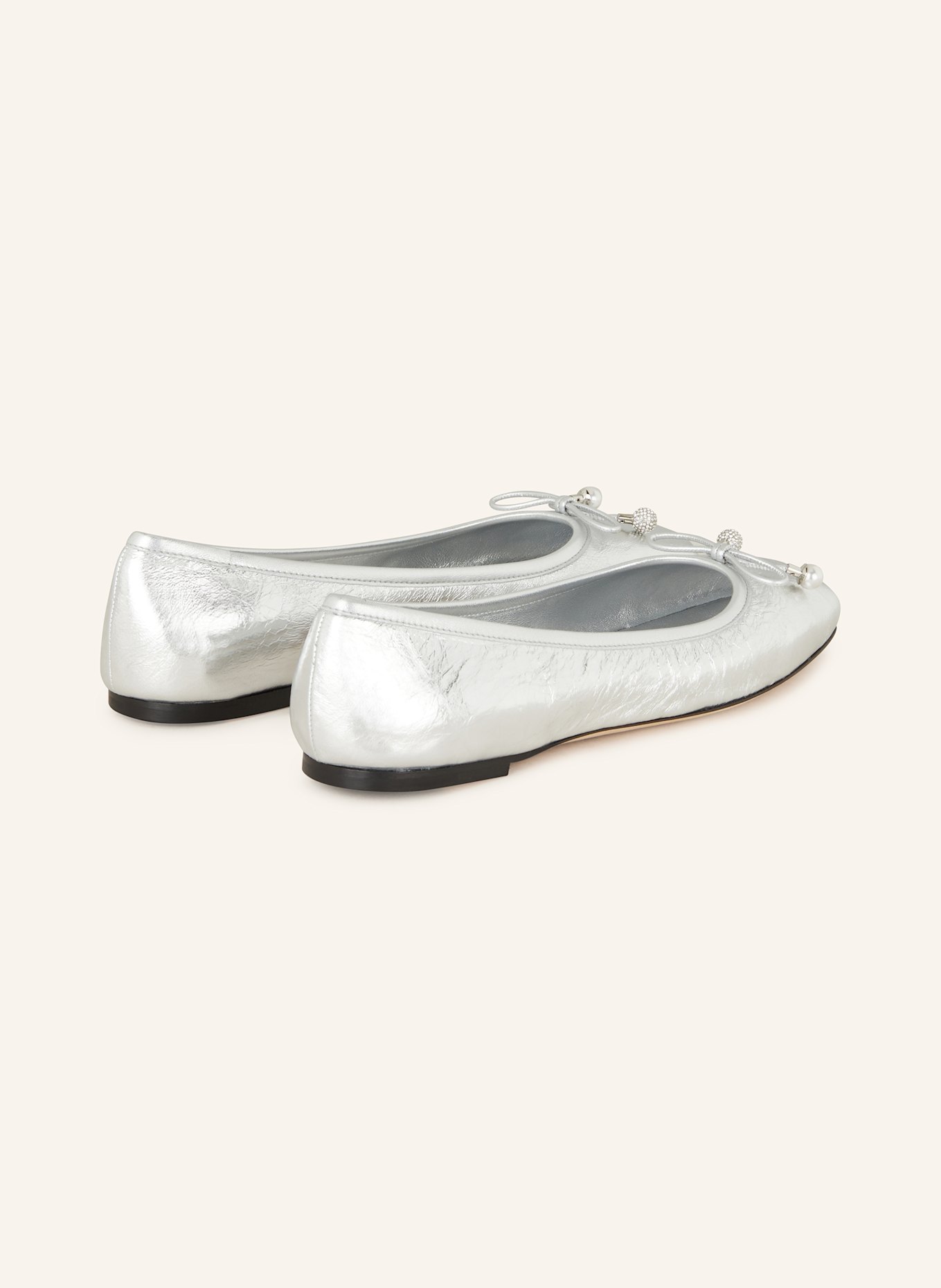 JIMMY CHOO Ballerinas ELME mit Schmuckperlen: SILBER