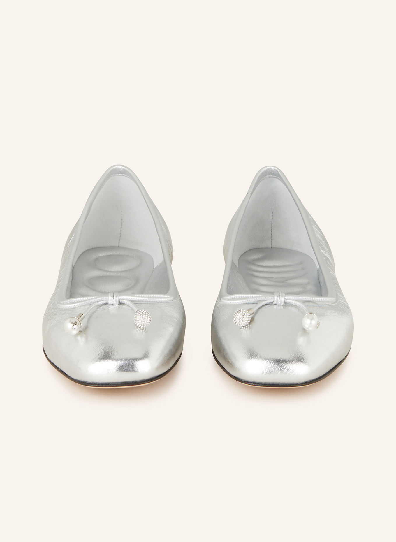 JIMMY CHOO Ballerinas ELME mit Schmuckperlen: SILBER