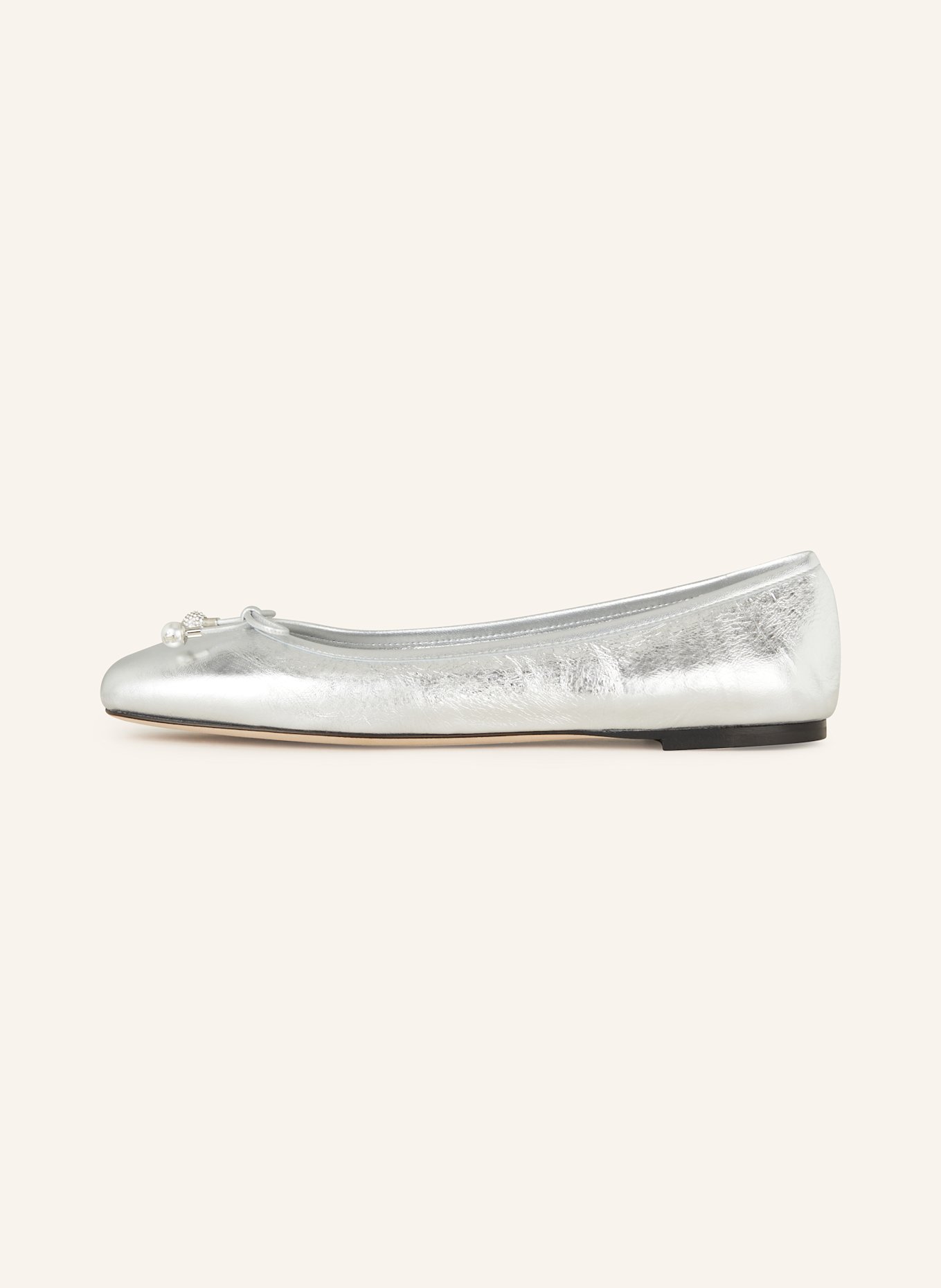 JIMMY CHOO Ballerinas ELME mit Schmuckperlen: SILBER
