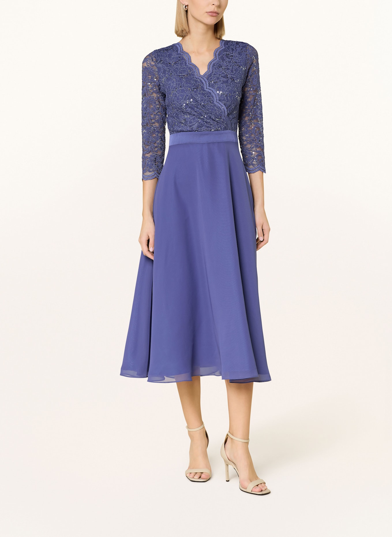 SWING Cocktailkleid mit 3/4-Arm und Spitze: LILA