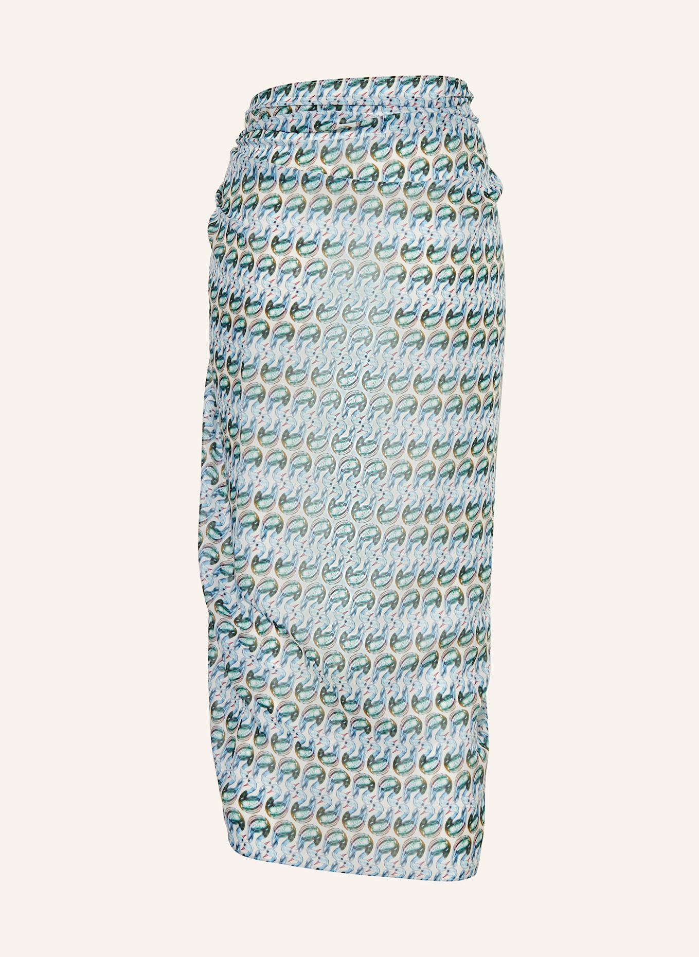 TORY BURCH Pareo z dodatkiem jedwabiu: BIAŁY / NIEBIESKI / ZIELONY