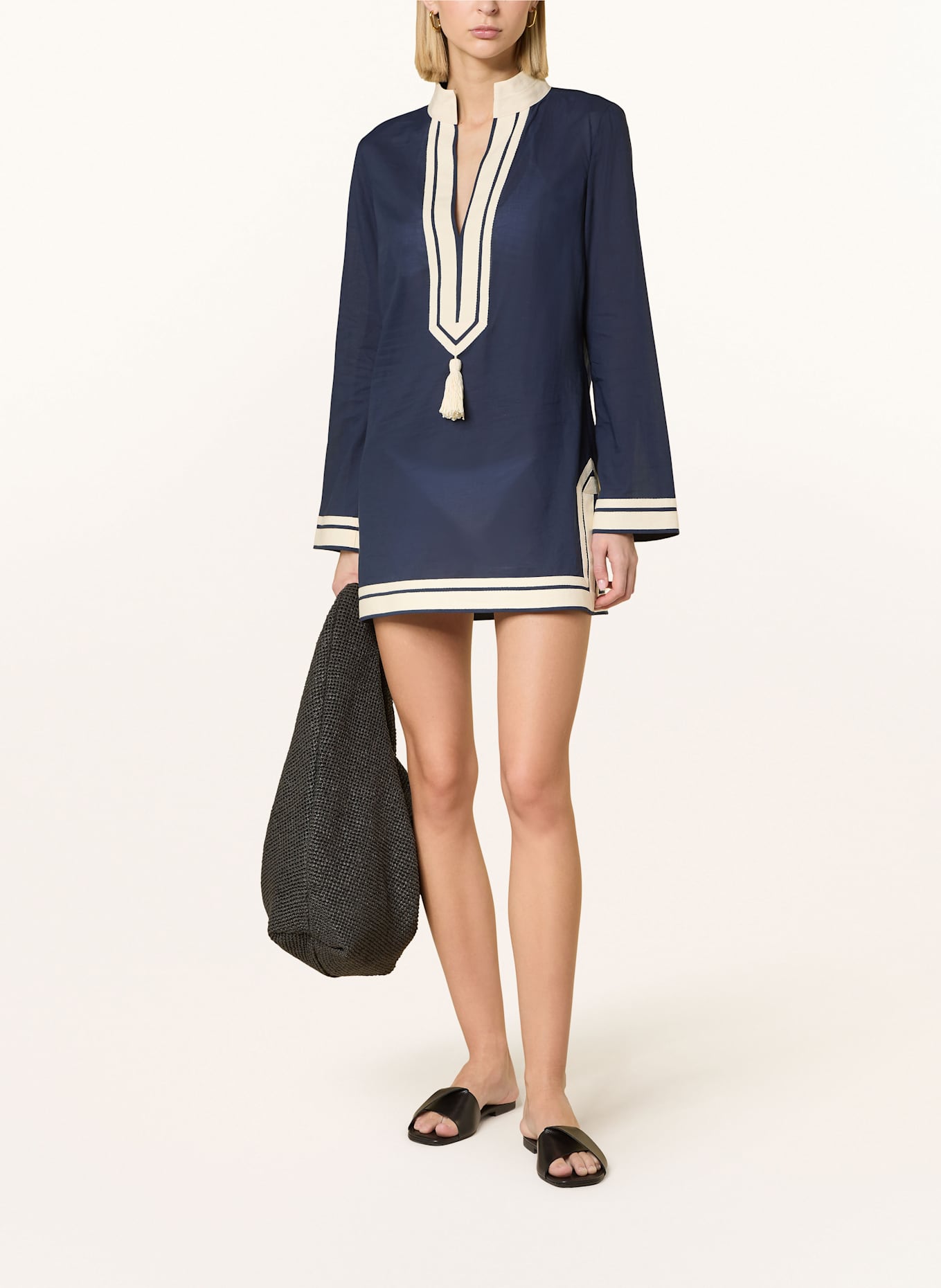 TORY BURCH Tunika: DUNKELBLAU / CREME