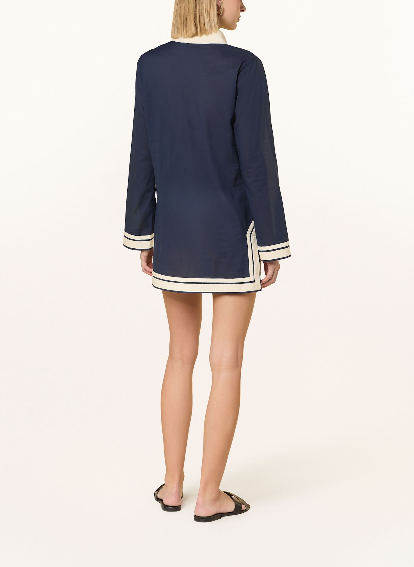 TORY BURCH Tunika: DUNKELBLAU / CREME