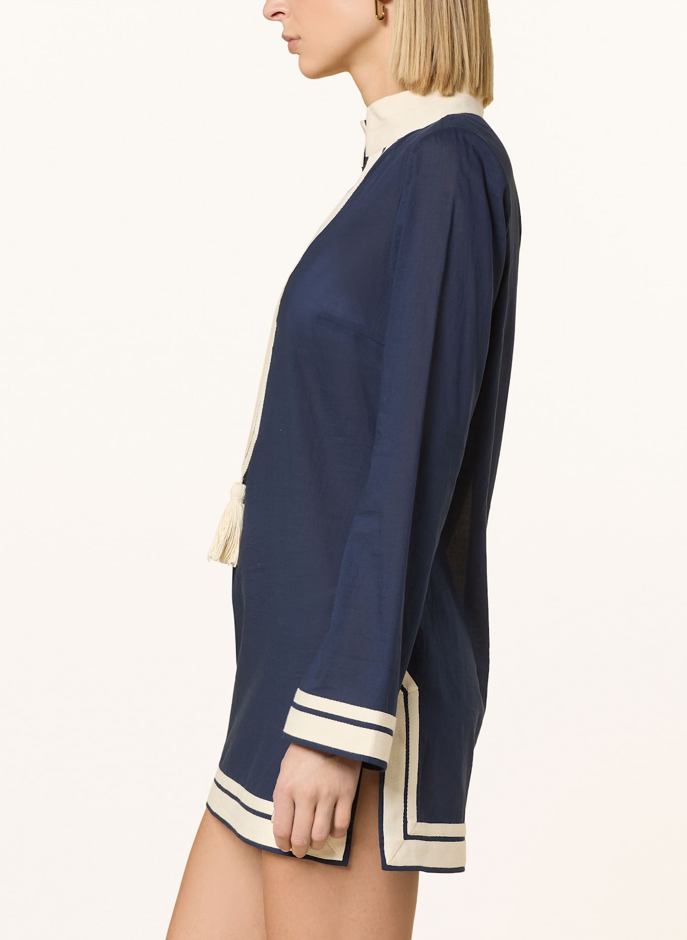 TORY BURCH Tunika: DUNKELBLAU / CREME