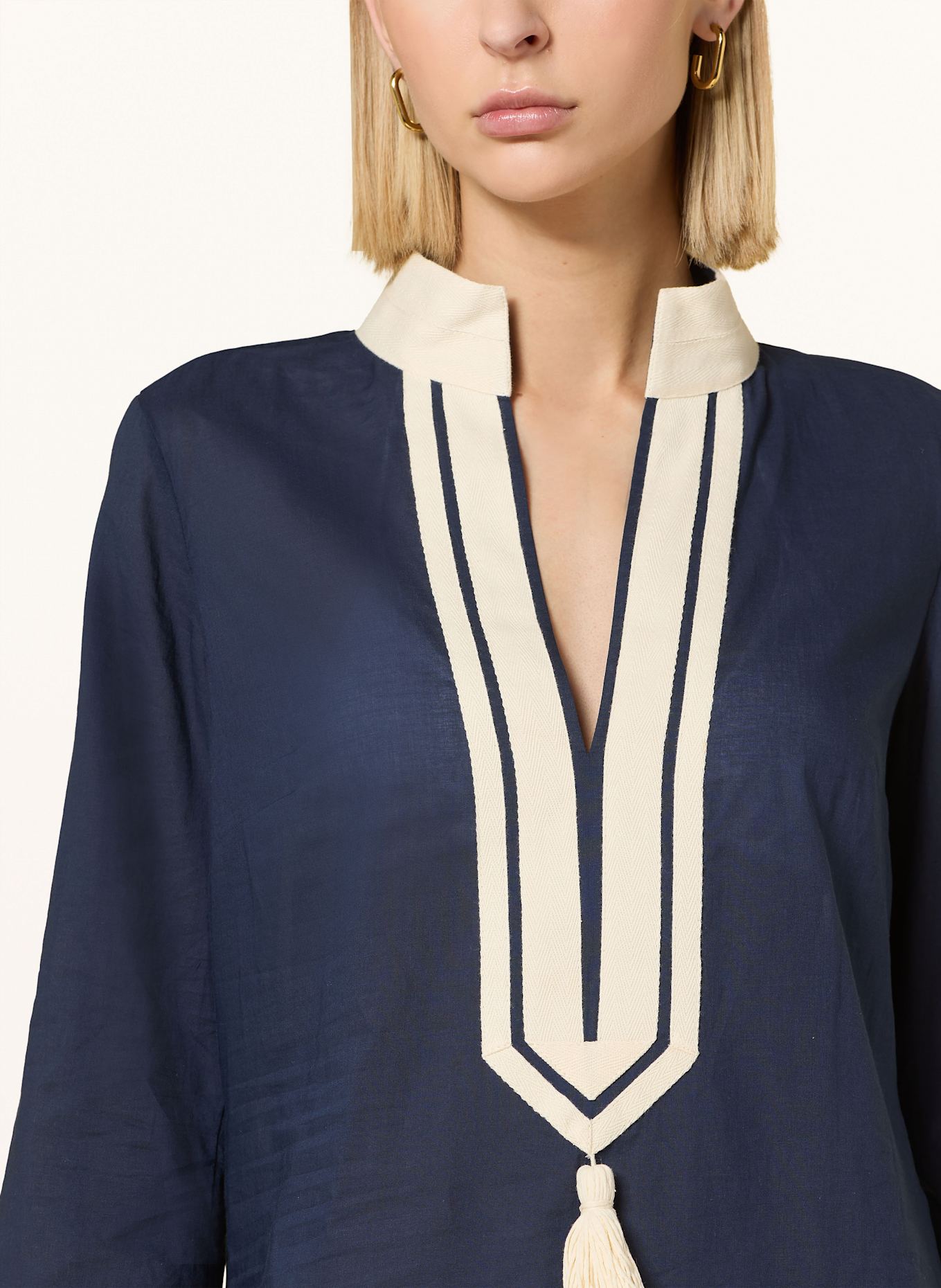 TORY BURCH Tunika: DUNKELBLAU / CREME