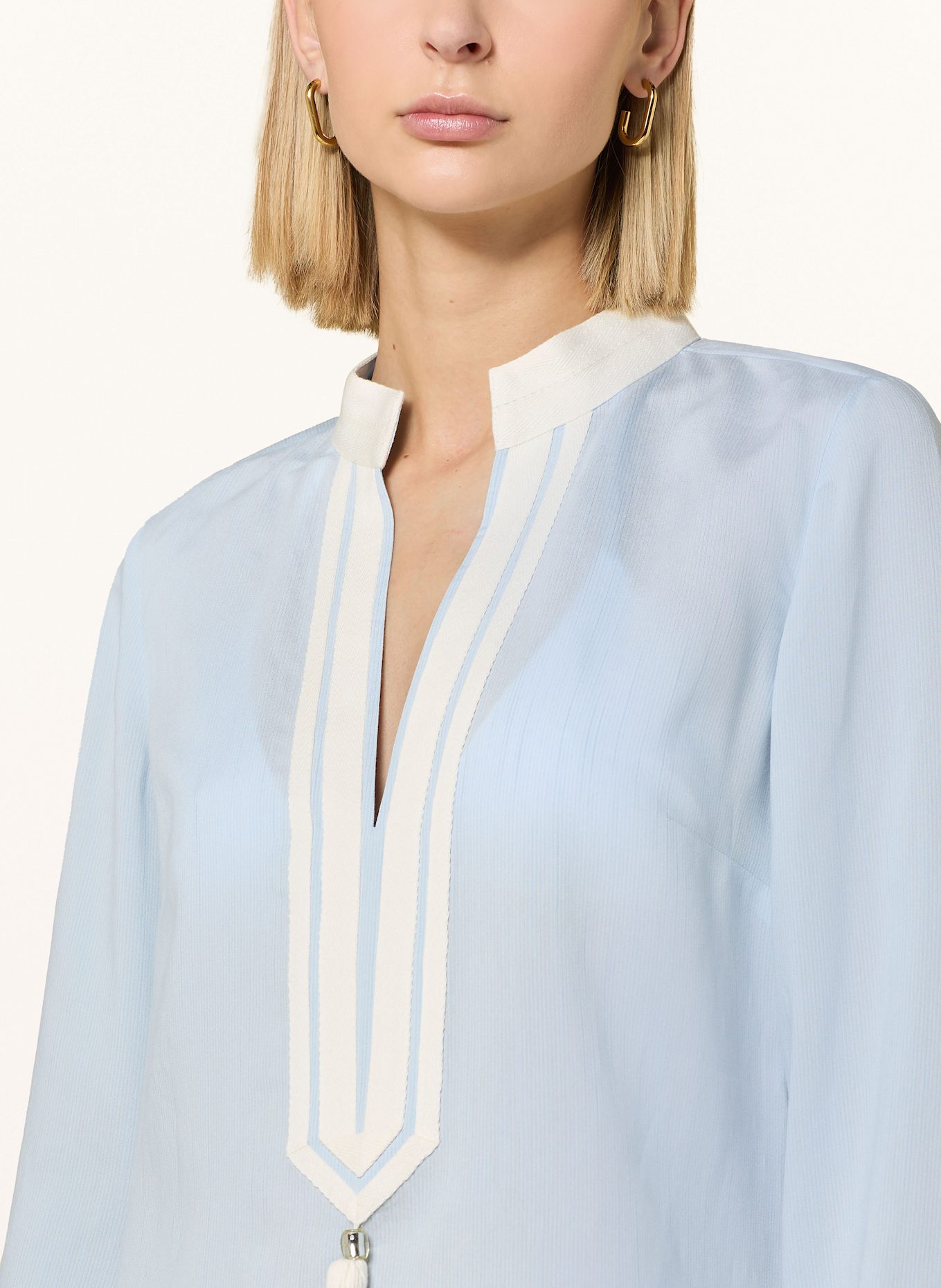 TORY BURCH Tunic: LIGHT BLUE / WHITE