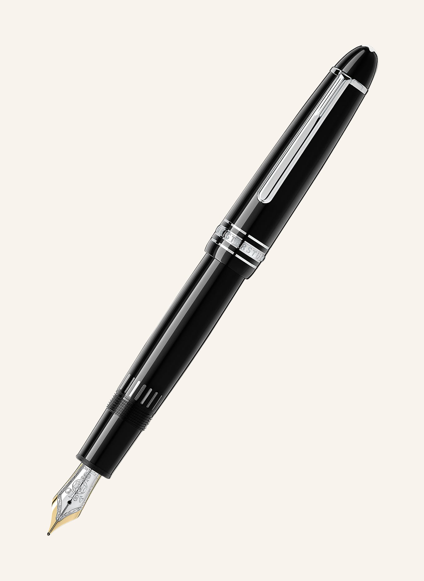 MONTBLANC Kolbenfüllfederhalter MEISTERSTÜCK LE GRAND PLATINUM LINE: SCHWARZ / SILBER