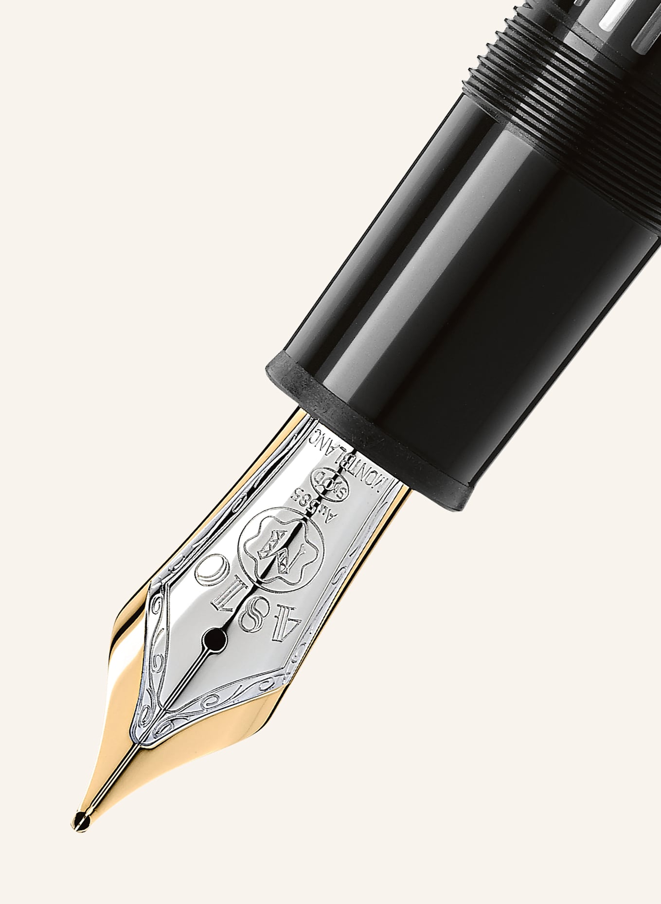 MONTBLANC Kolbenfüllfederhalter MEISTERSTÜCK LE GRAND PLATINUM LINE: SCHWARZ / SILBER