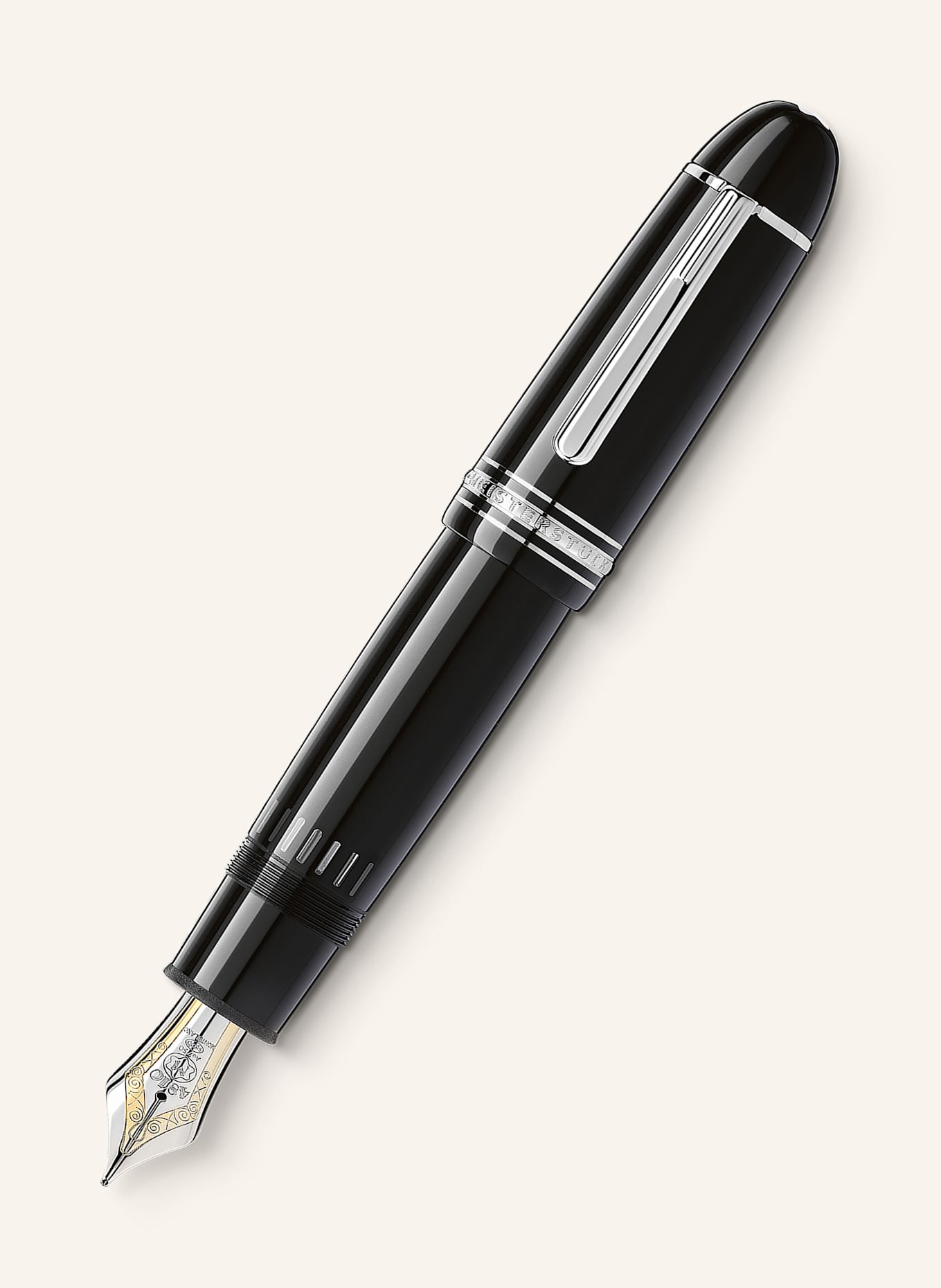 MONTBLANC Kolbenfüllfederhalter MEISTERSTÜCK PLATINUM-COATED 149: SCHWARZ / SILBER / GOLD