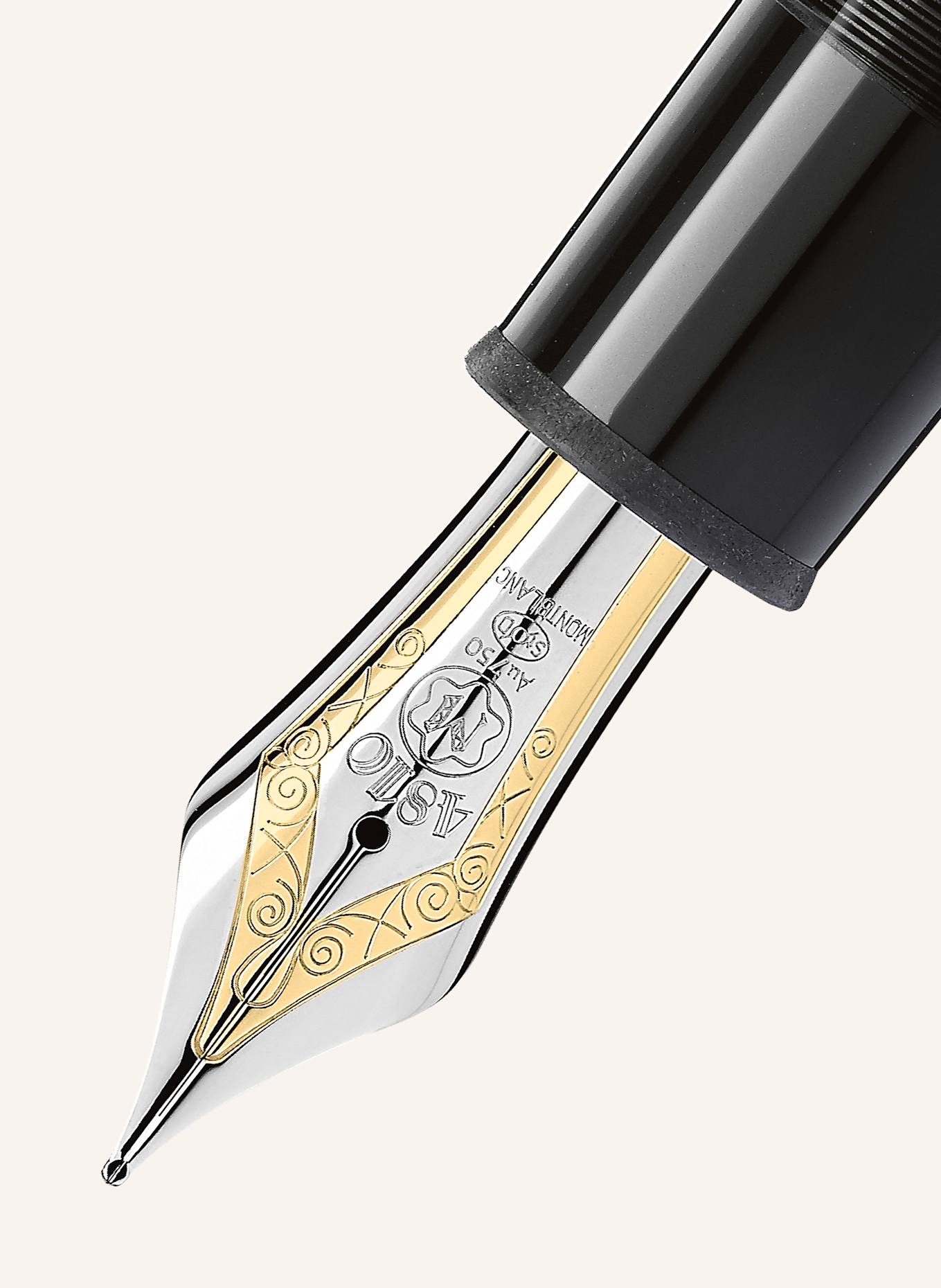 MONTBLANC Kolbenfüllfederhalter MEISTERSTÜCK PLATINUM-COATED 149: SCHWARZ / SILBER / GOLD