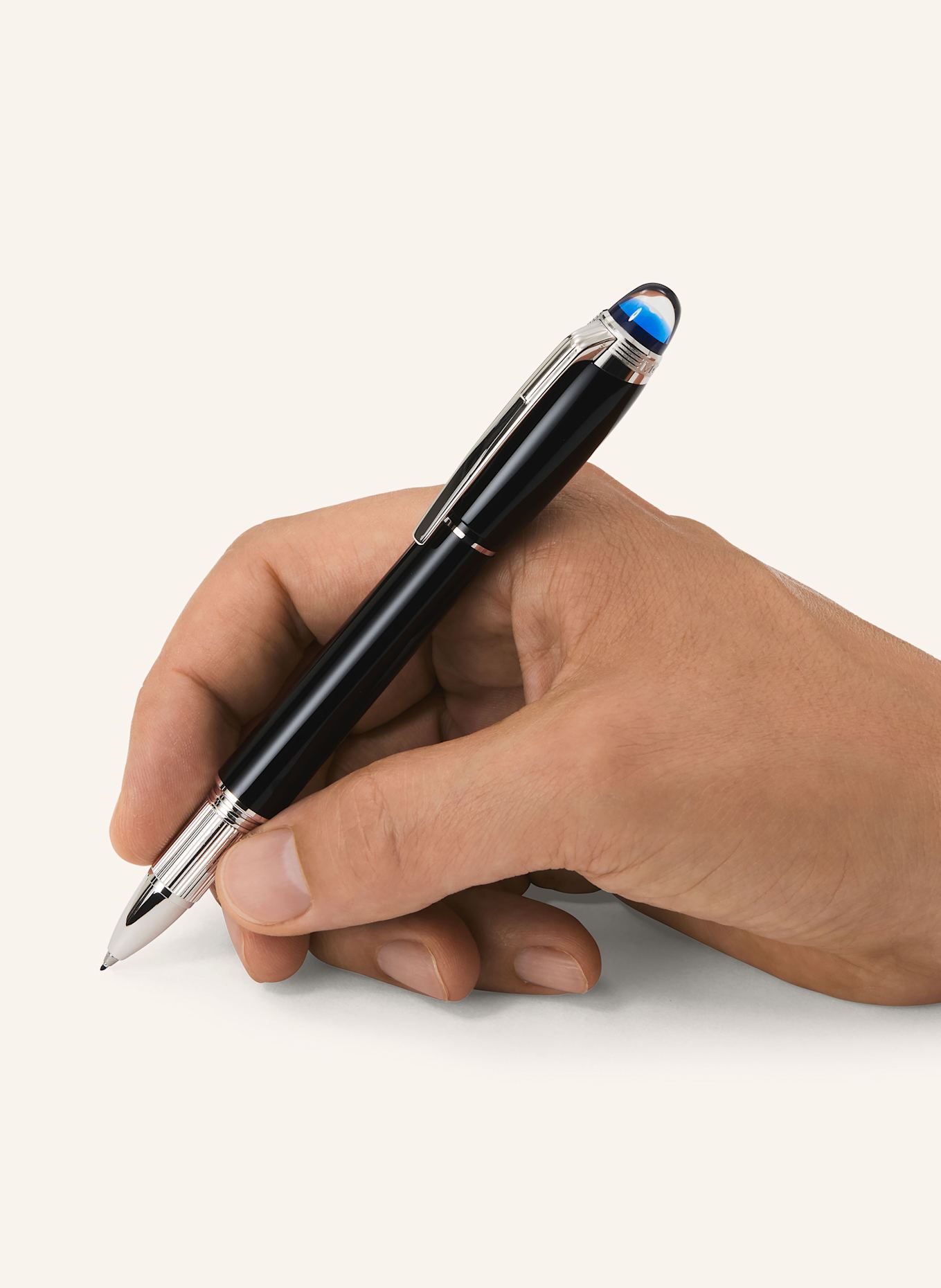 MONTBLANC Fineliner STARWALKER PRECIOUS RESIN: SCHWARZ / DUNKELBLAU / SILBER