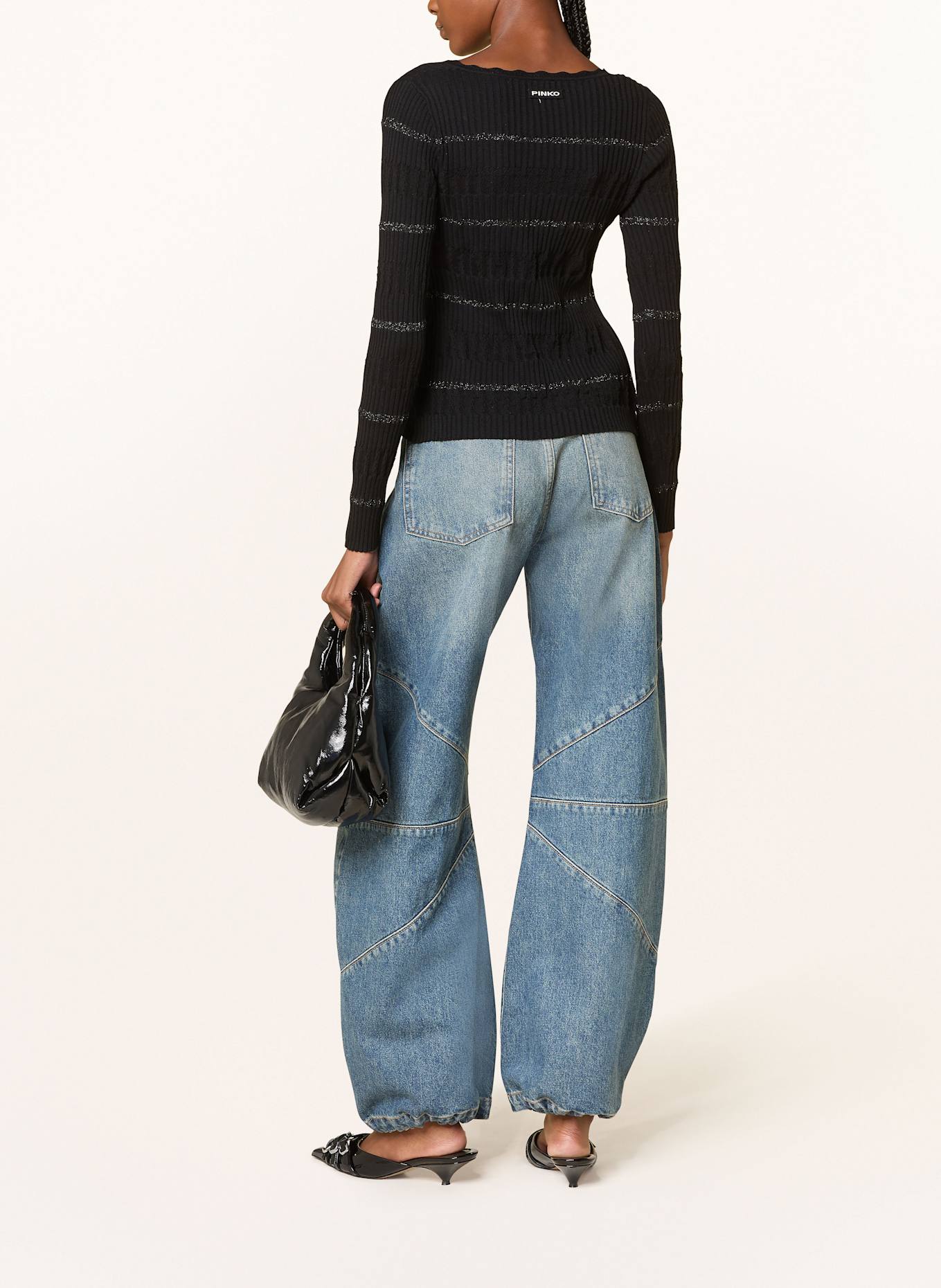 PINKO Cardigan with glitter thread: BLACK