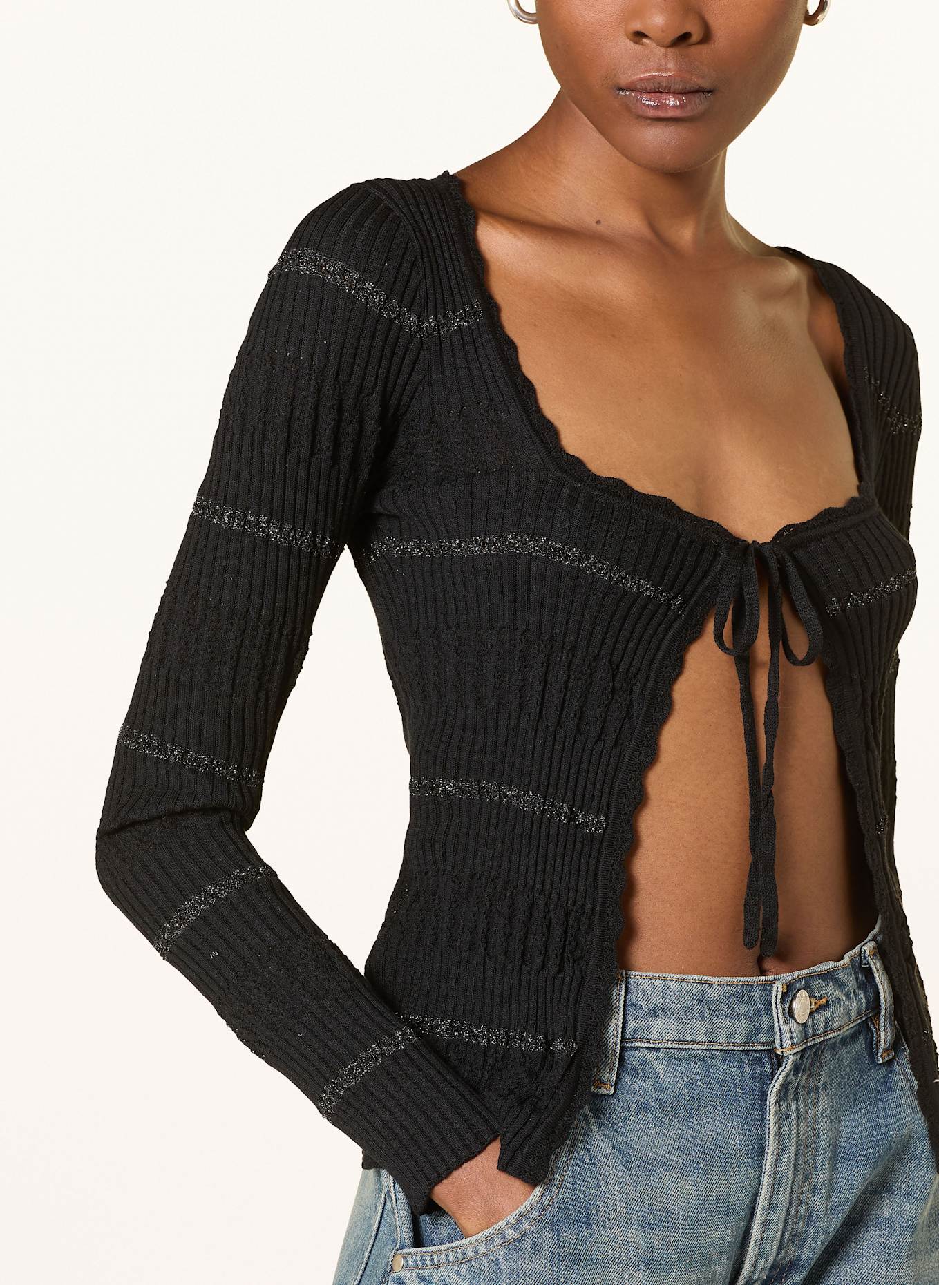 PINKO Cardigan with glitter thread: BLACK